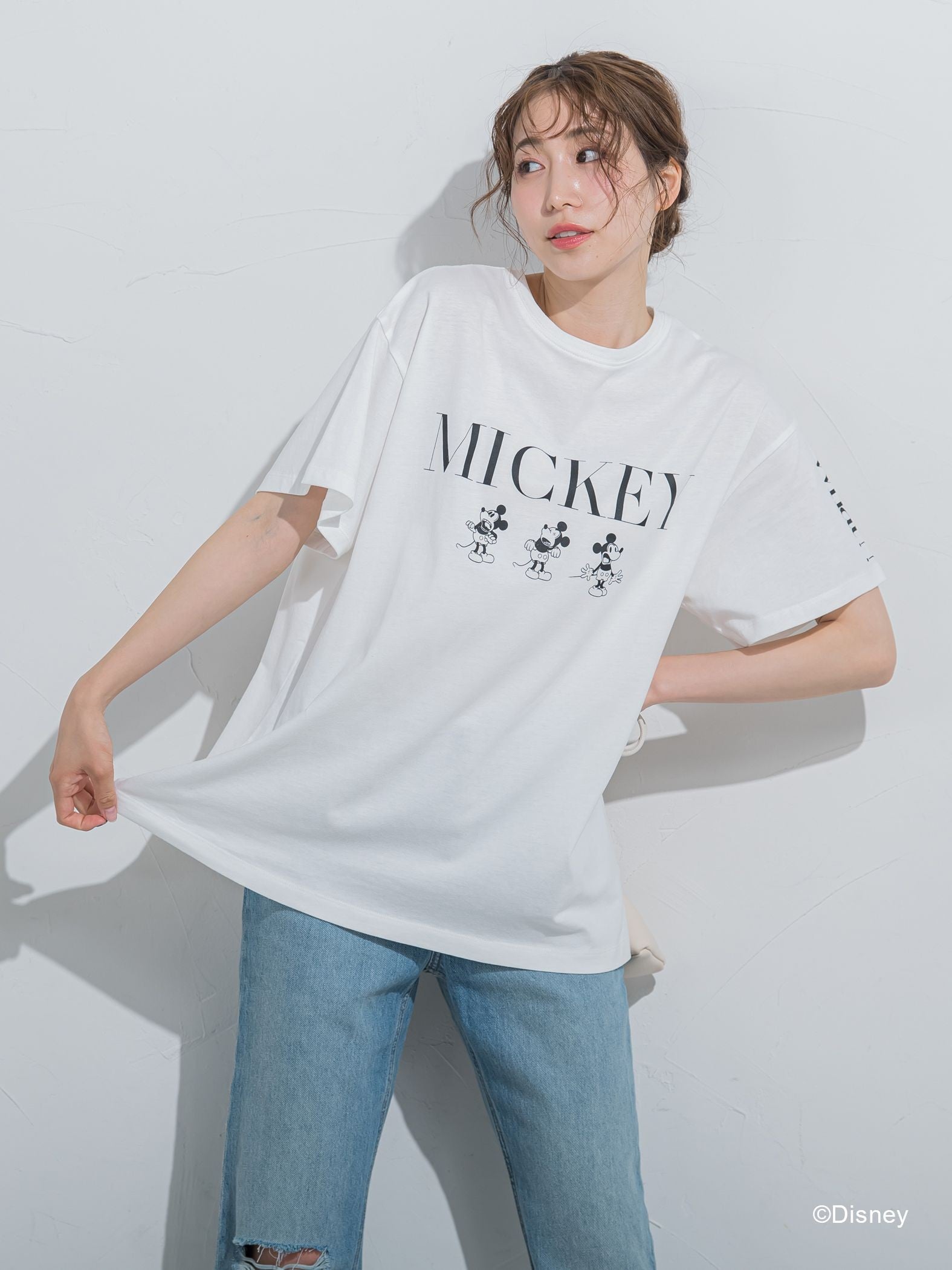 【DISNEY/ディズニー ミッキーマウス】MICKEYオーバーサイズTシャツ《洗濯機で洗える》