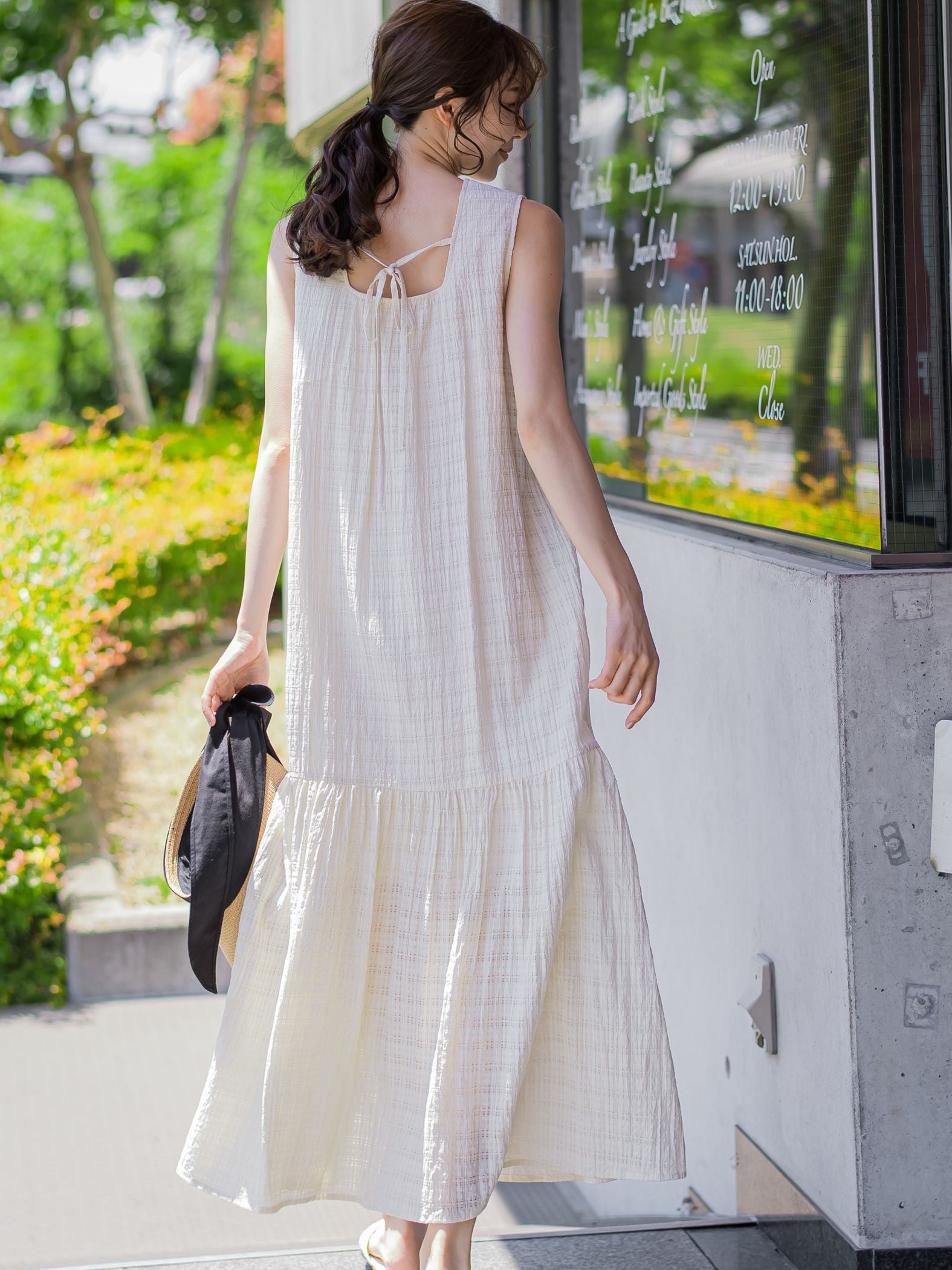 【バックリボンで後ろ姿もかわいい】チェック切替ワンピース《手洗い可能》