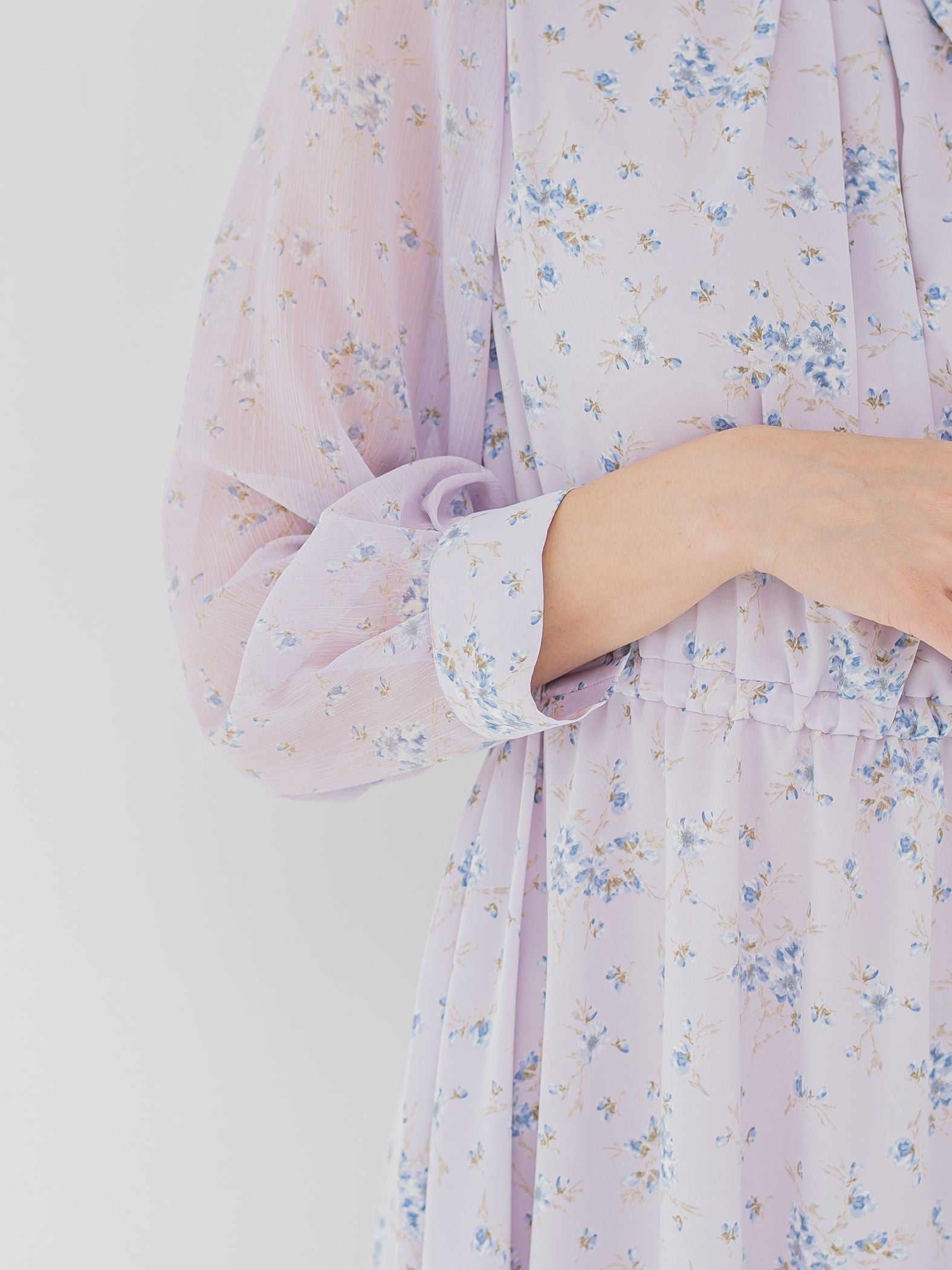 花柄シフォンワンピース ≪洗濯機で洗える≫