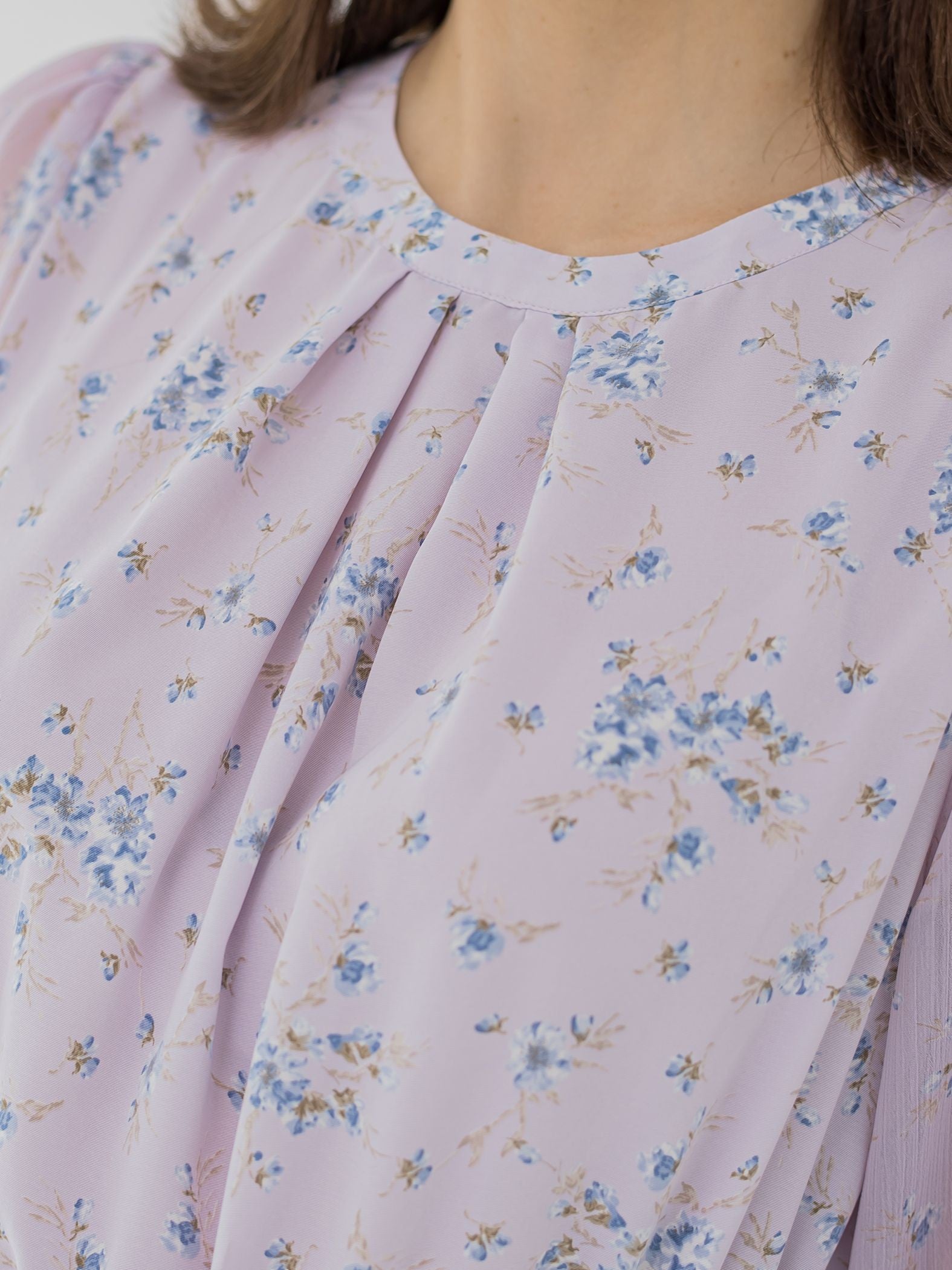 花柄シフォンワンピース ≪洗濯機で洗える≫