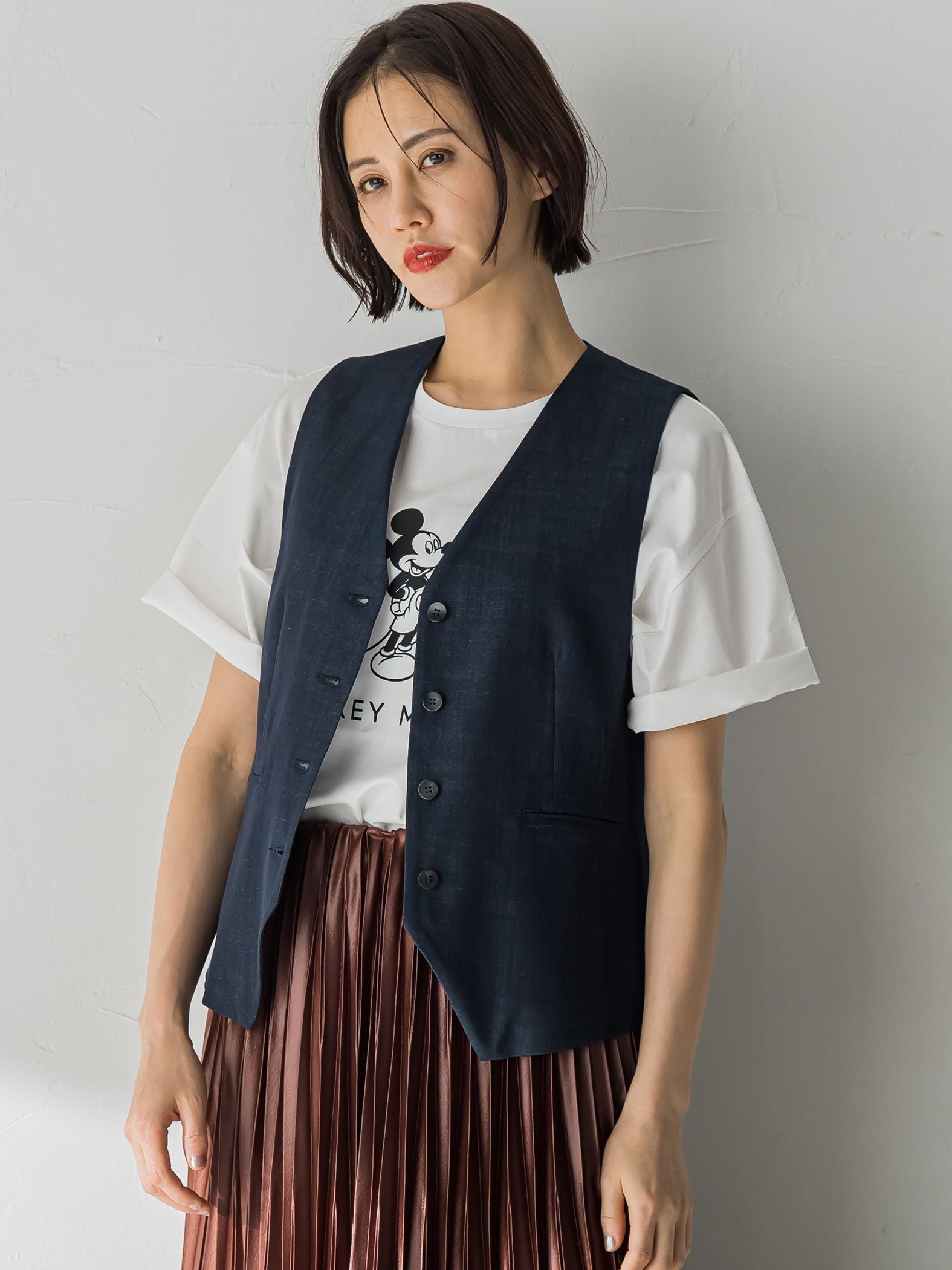 【おとなデニム】マニッシュジレ≪洗える≫
