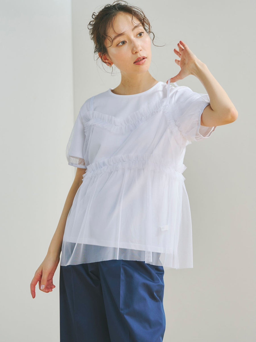 チュールビスチェ付きTシャツ | Droite lautreamont(ドロワット