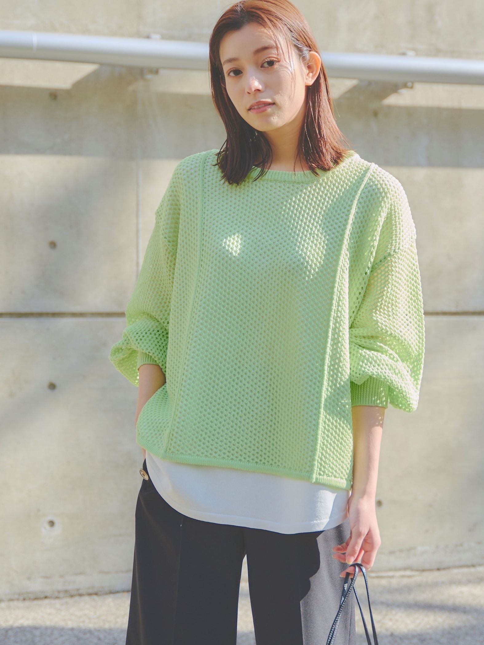 メッシュレイヤードニット《手洗い可能》