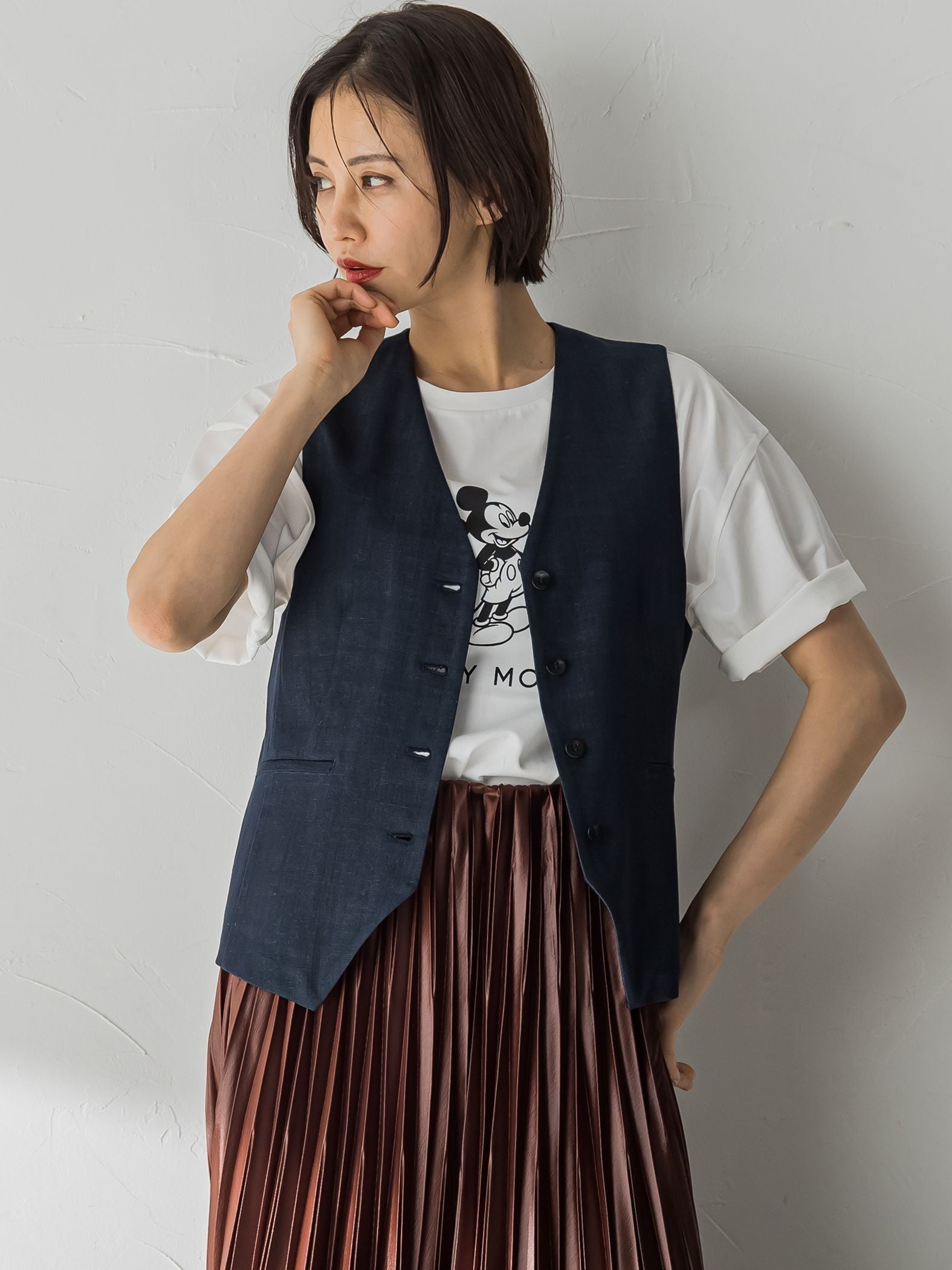 【おとなデニム】マニッシュジレ≪洗える≫