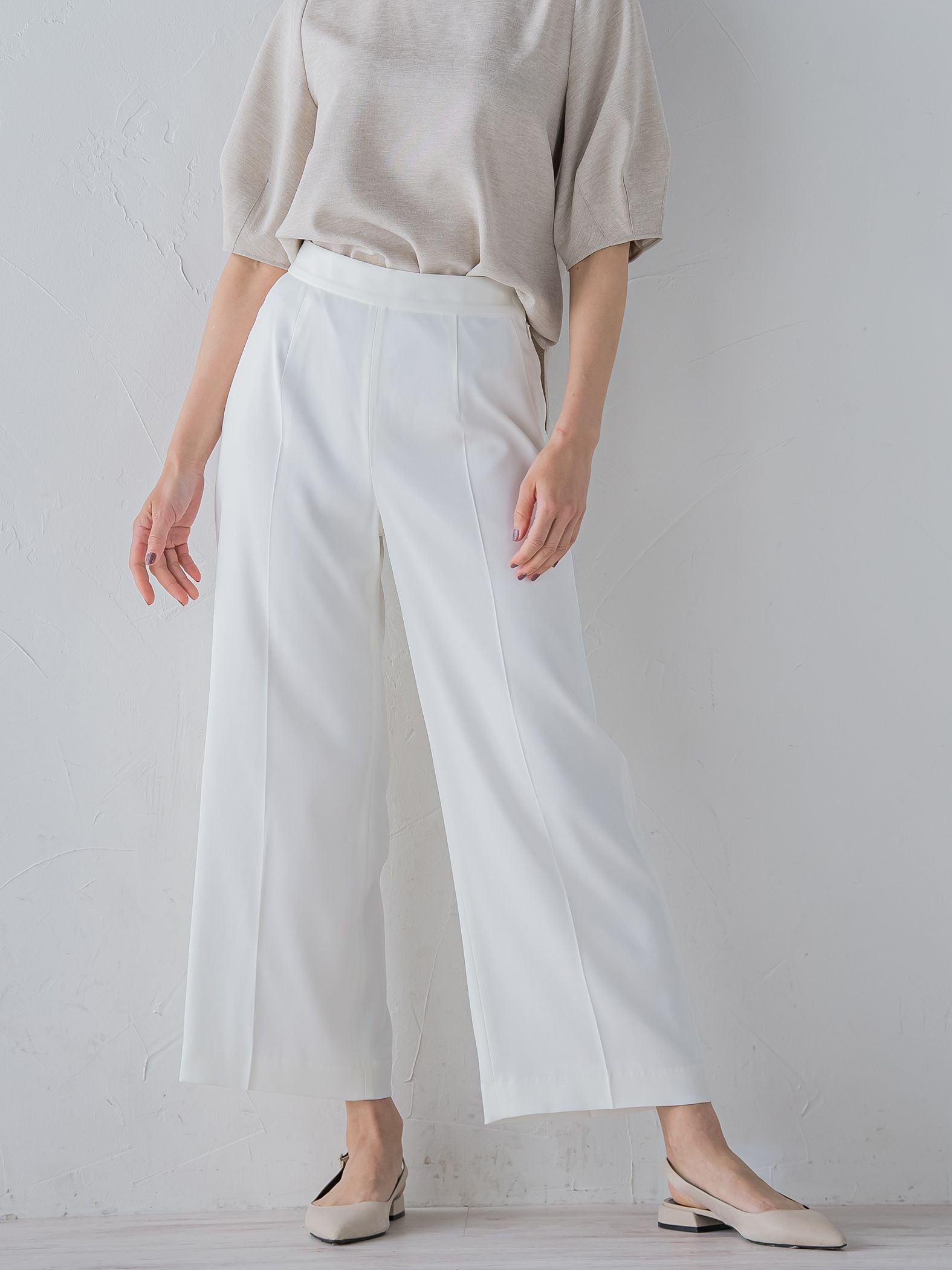 ワイドパンツ≪洗濯機で洗える≫