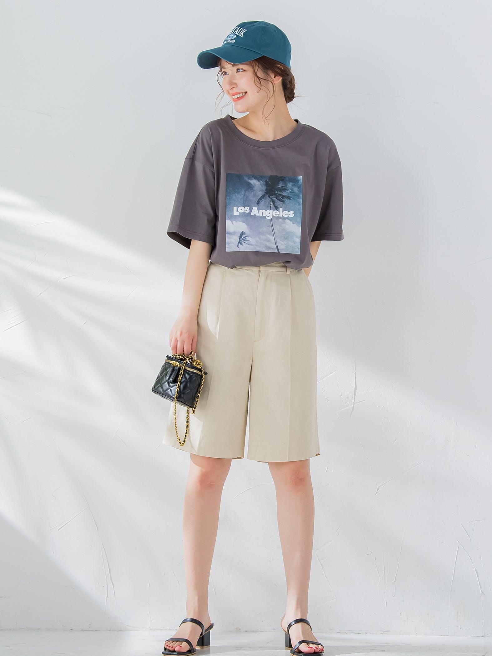 【畔勝遥さんコラボ商品】《unisex》Palm treeフォトプリントTシャツ《洗濯機で洗える》