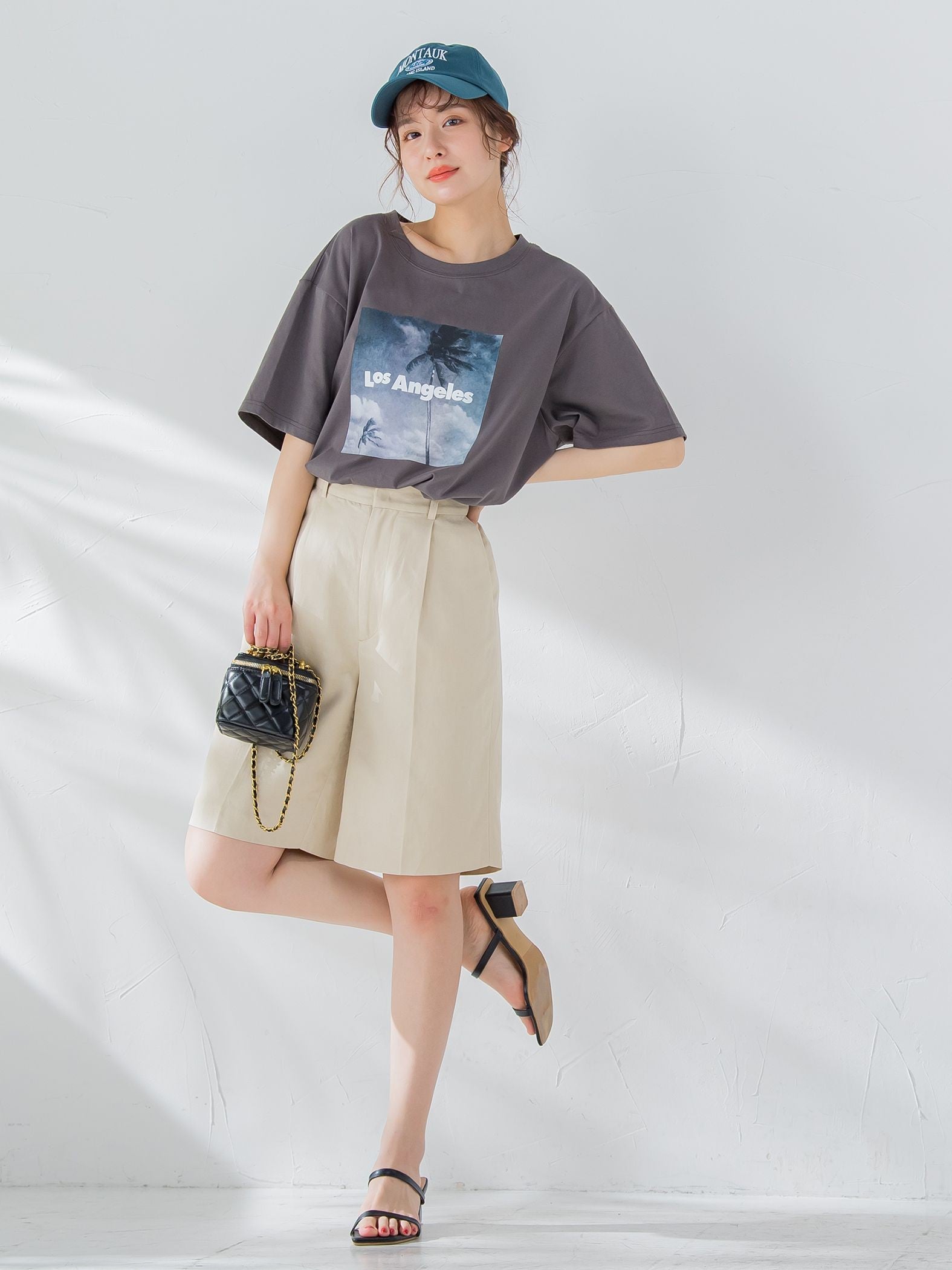 【畔勝遥さんコラボ商品】《unisex》Palm treeフォトプリントTシャツ《洗濯機で洗える》