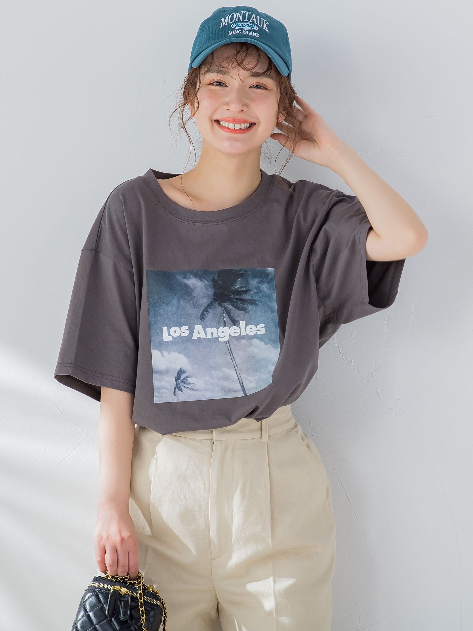 【畔勝遥さんコラボ商品】《unisex》Palm treeフォトプリントTシャツ《洗濯機で洗える》