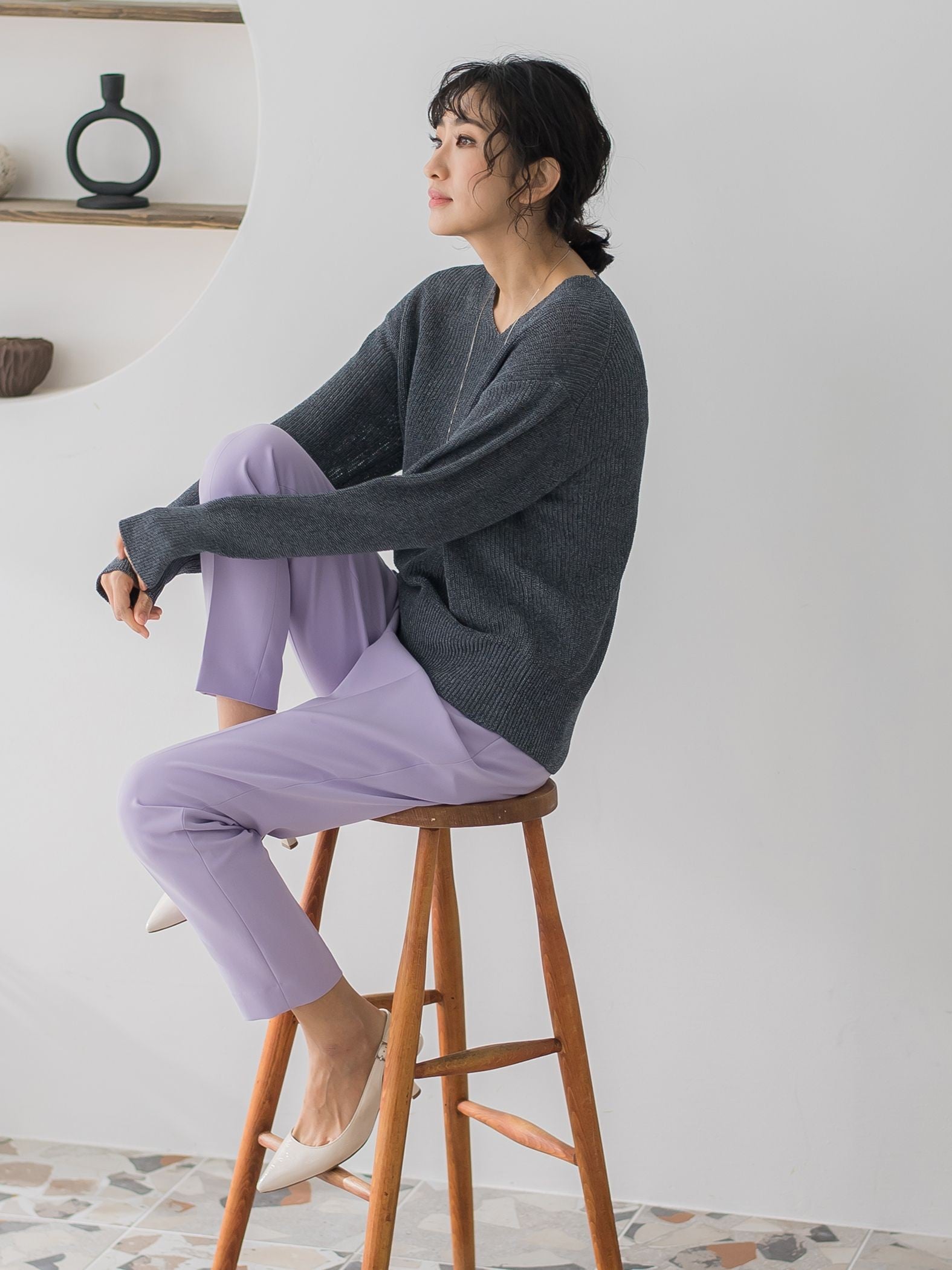 カラーテーパードパンツ≪洗濯機で洗える≫