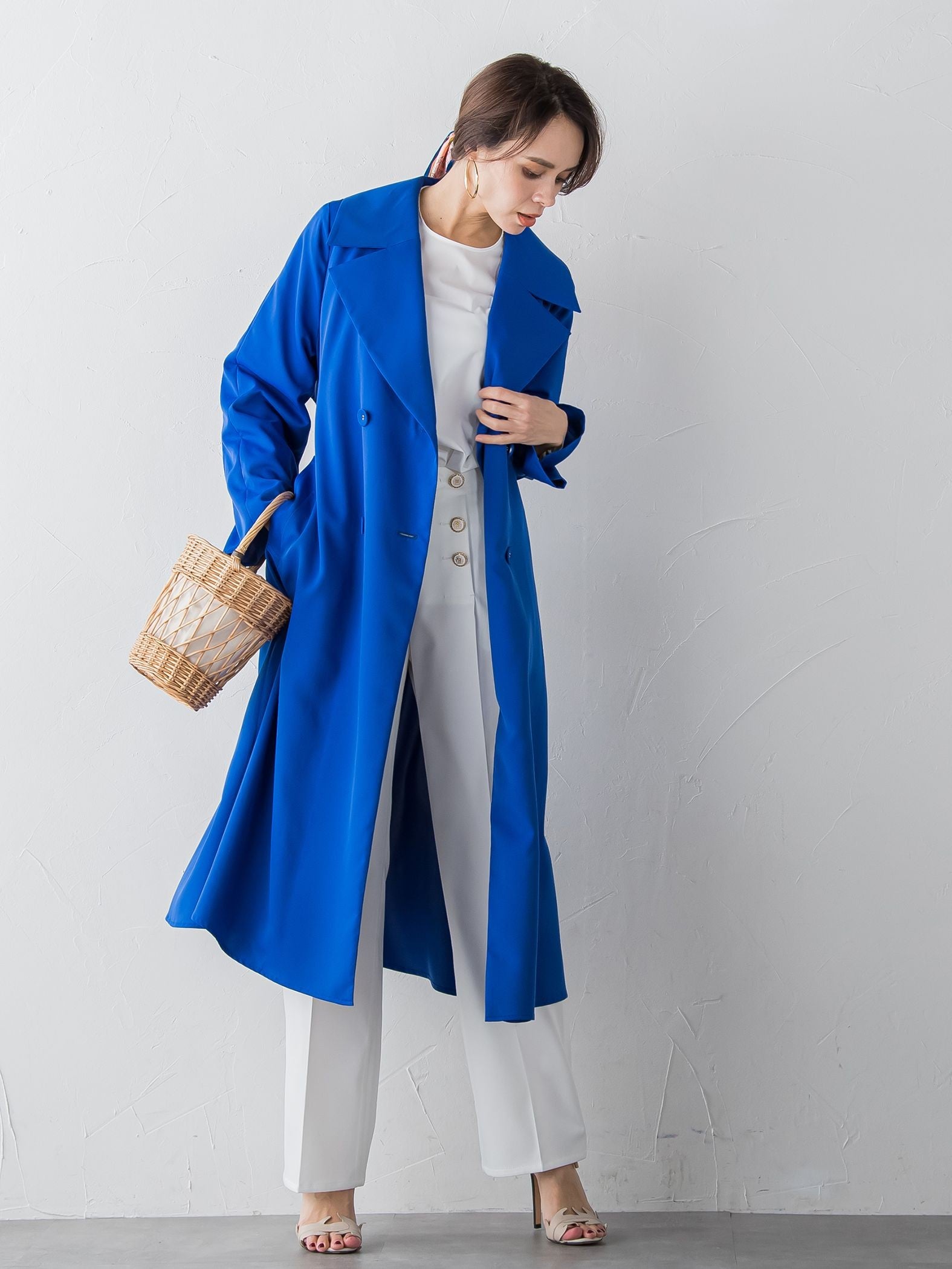 【ECOBLUE】タスランストレッチワイドパンツ≪洗濯機で洗える≫