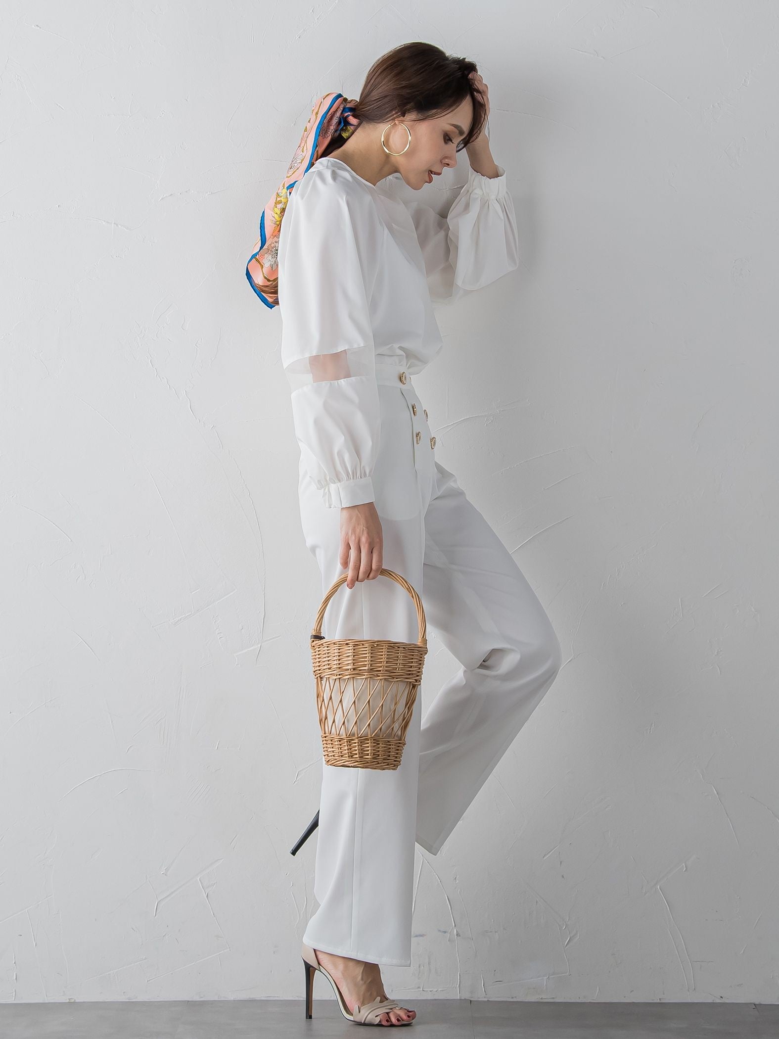【ECOBLUE】タスランストレッチワイドパンツ≪洗濯機で洗える≫