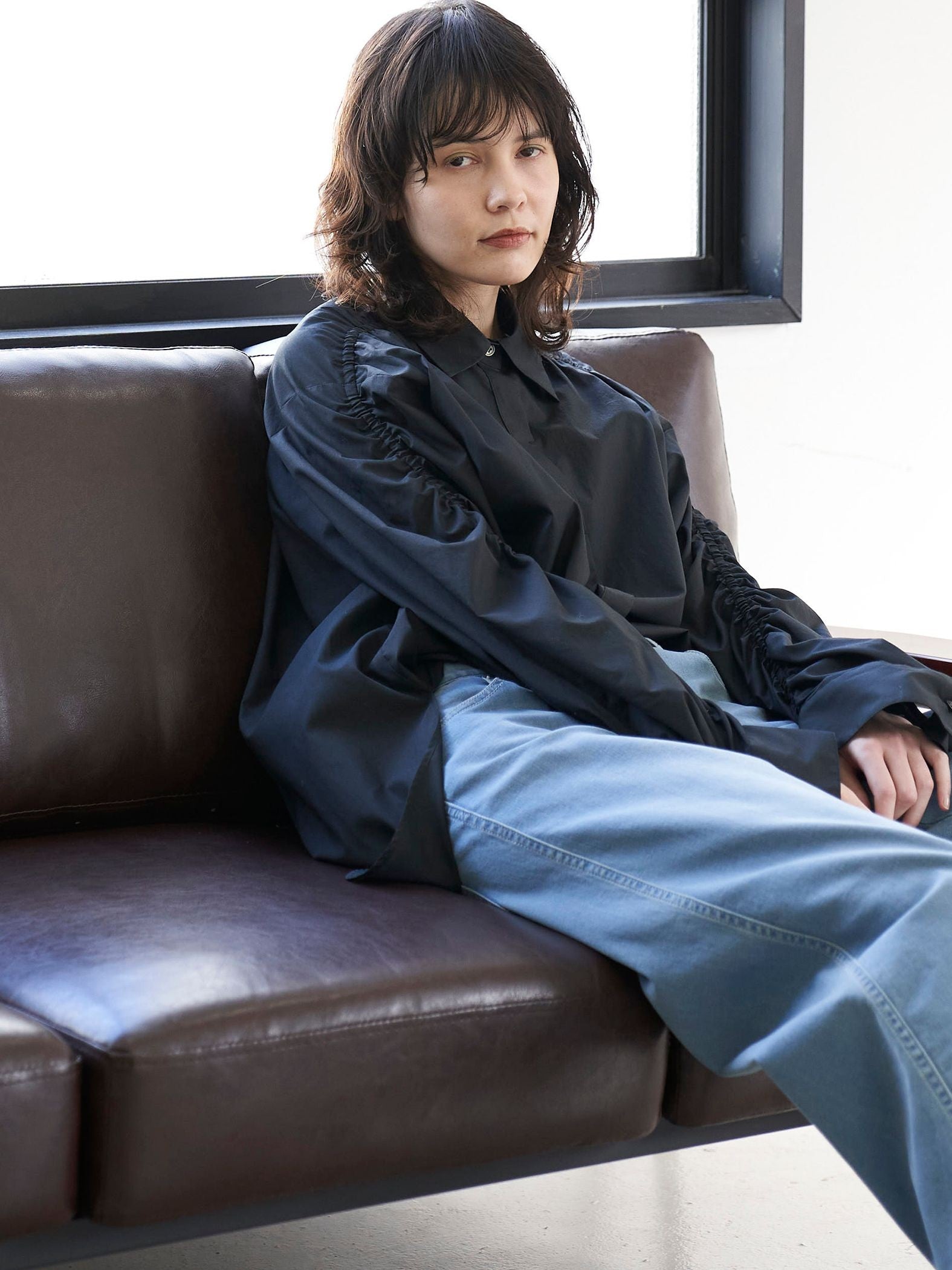 袖ルーシュライトシャツ≪洗濯機で洗える≫
