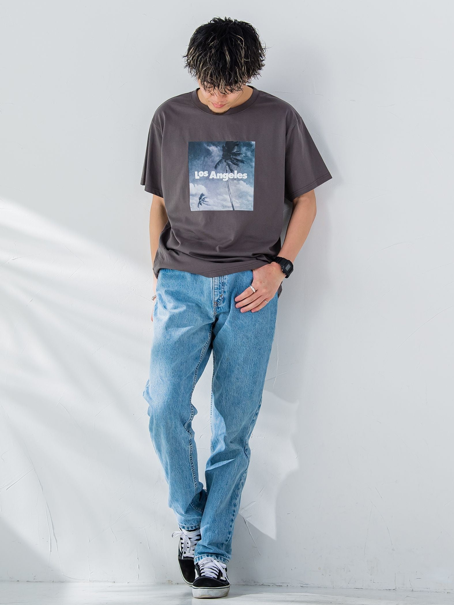【畔勝遥さんコラボ商品】《unisex》Palm treeフォトプリントTシャツ《洗濯機で洗える》