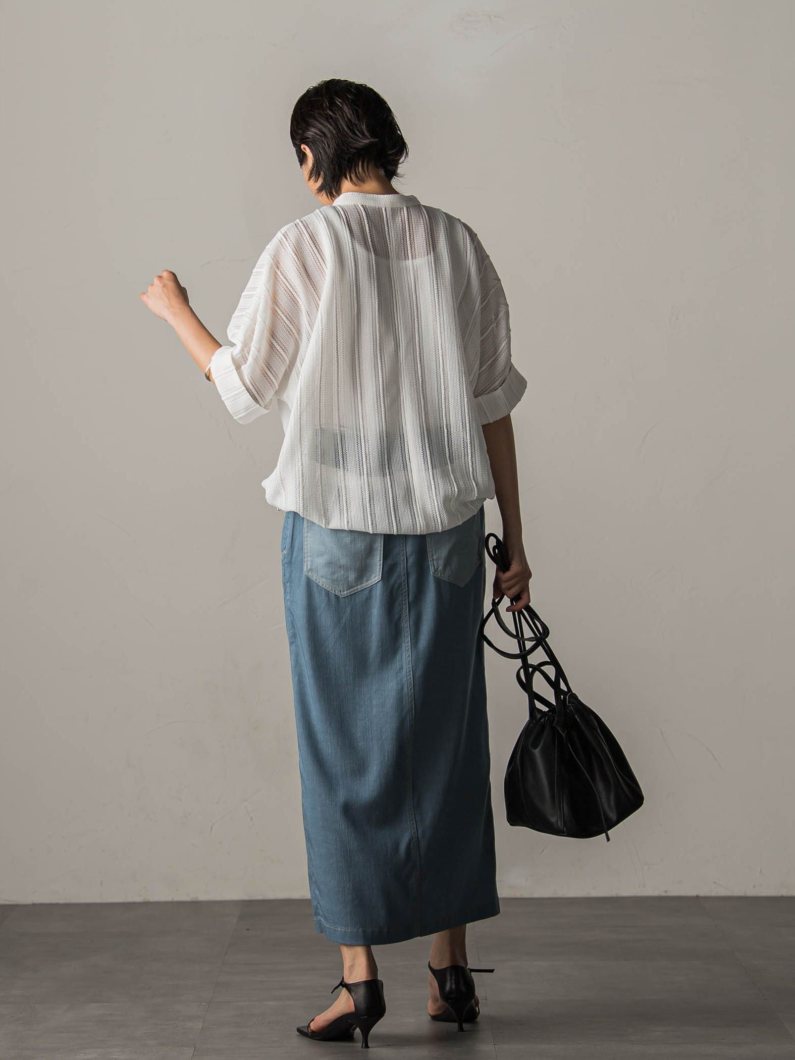 メッシュレースドルマンシャツ