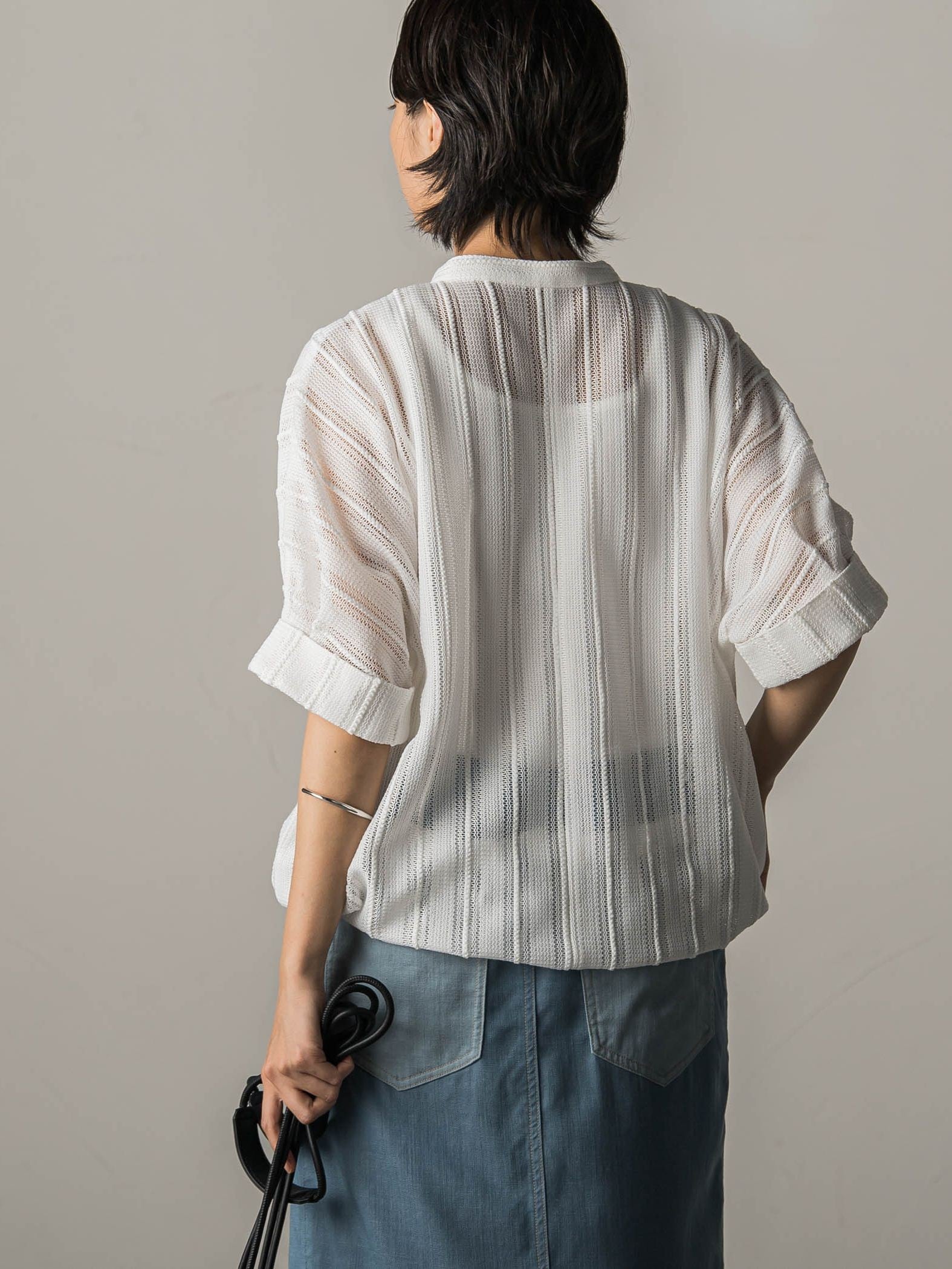 メッシュレースドルマンシャツ