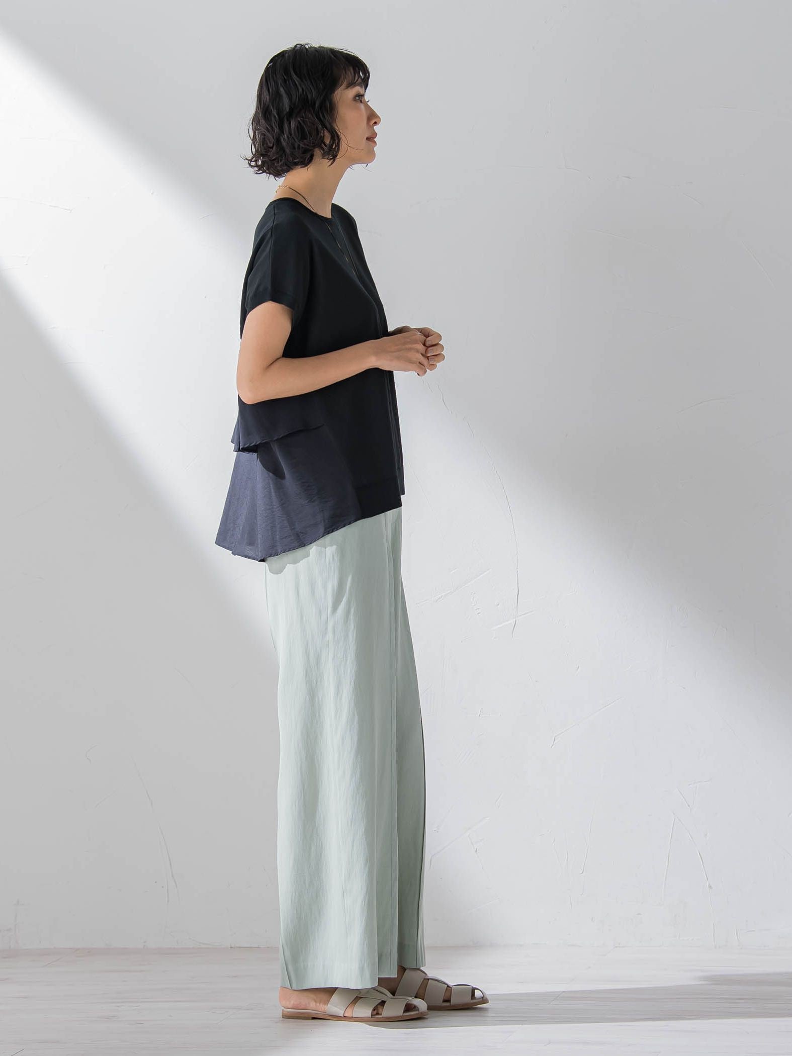 バスクリネンライクパンツ≪シワになりにくい/洗える≫