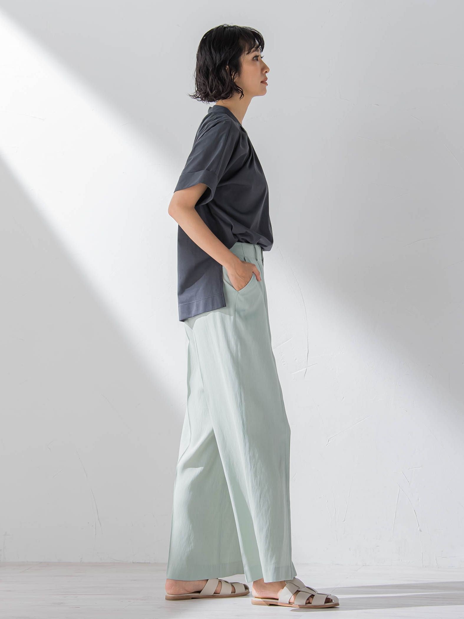 バスクリネンライクパンツ≪シワになりにくい/洗える≫