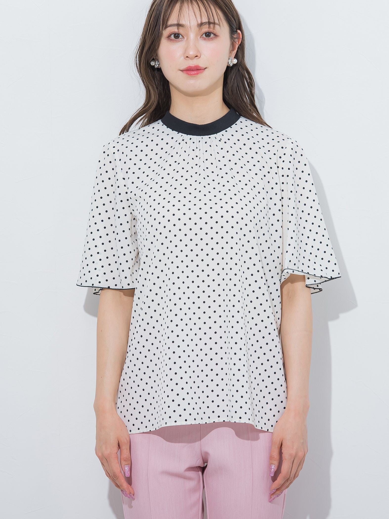 【WEB別注】ドットジョーゼットブラウス≪手洗い可能≫