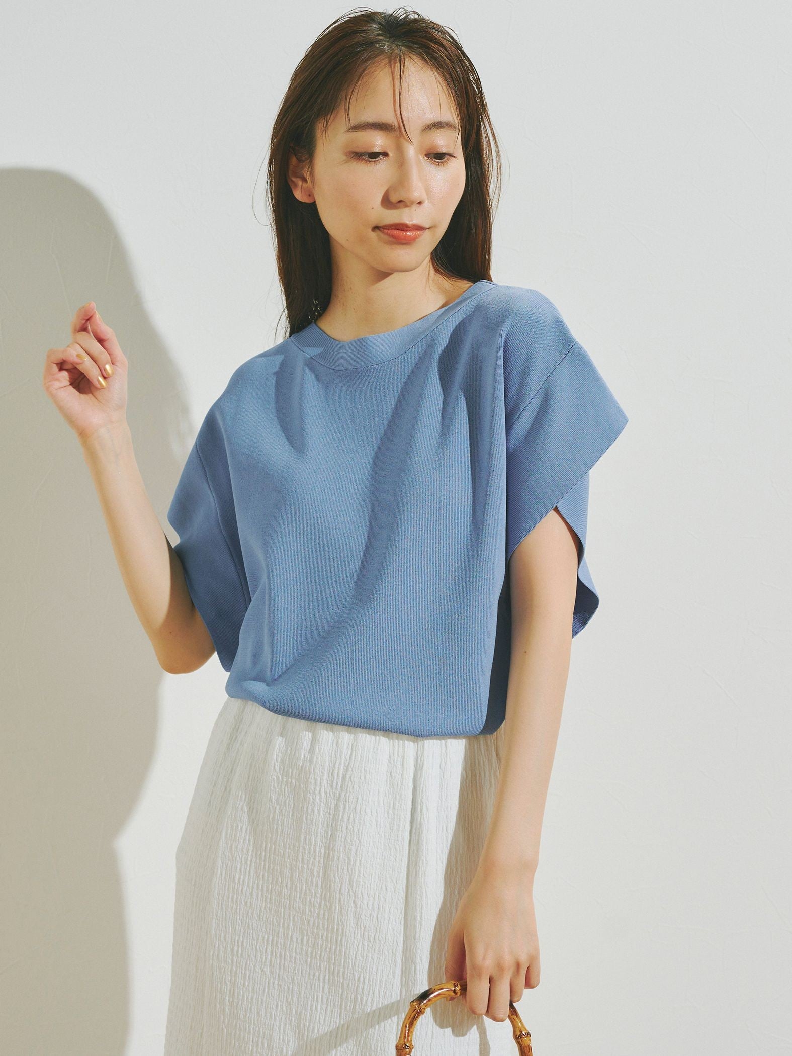 フレンチスリーブTシャツニット≪手洗い可能≫