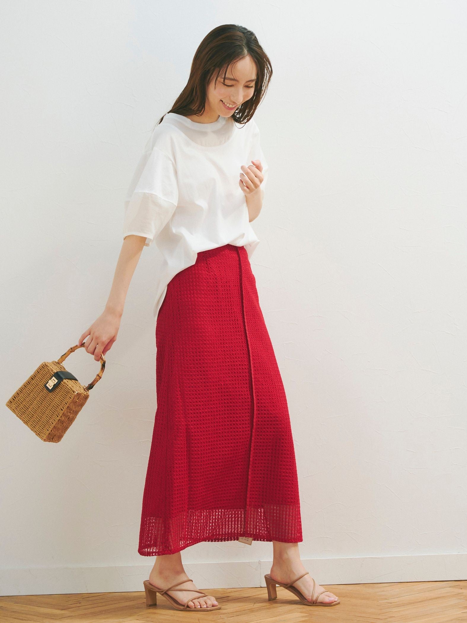 ラッセルメッシュレーススカート