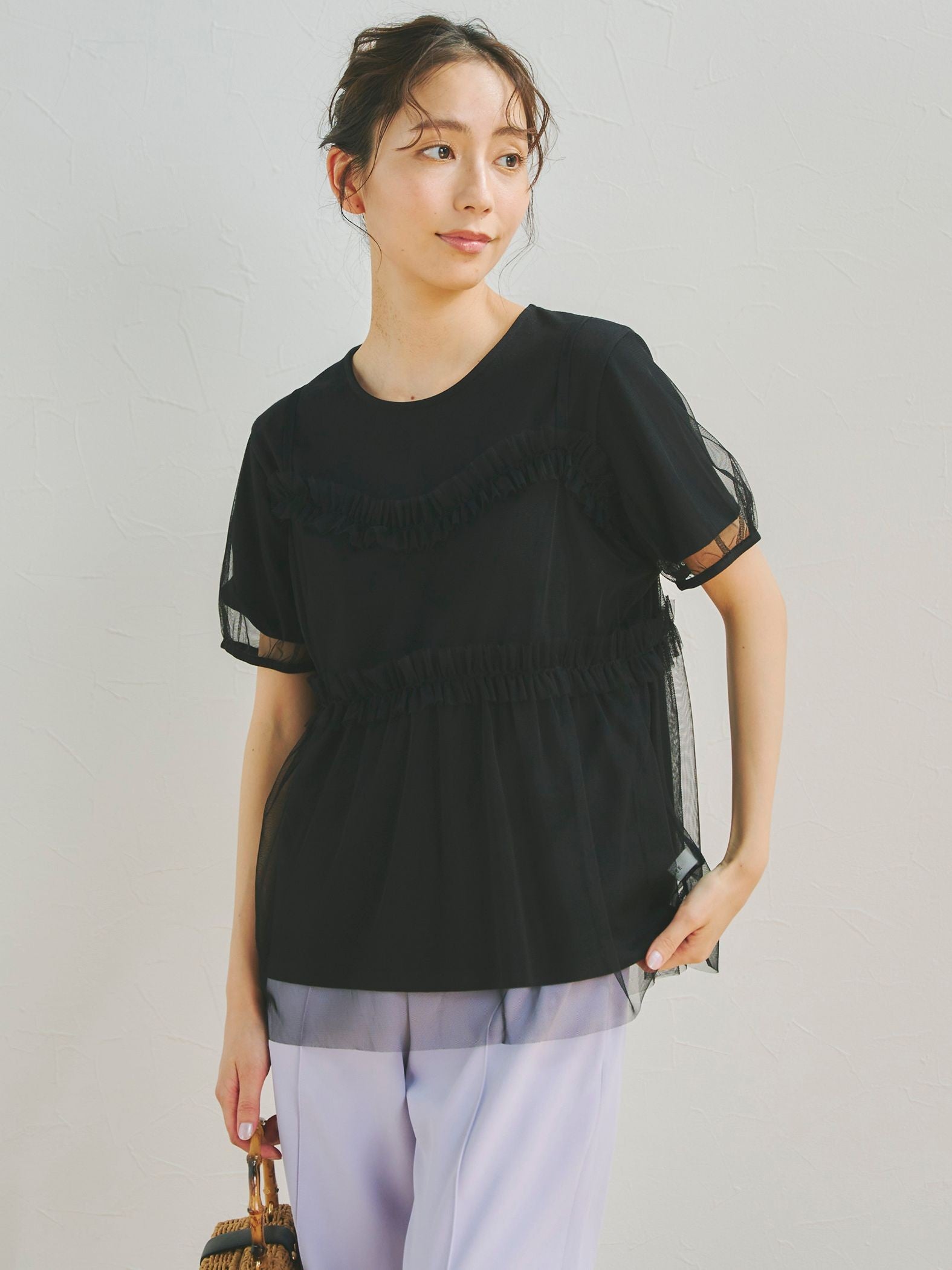 チュールビスチェ付きTシャツ
