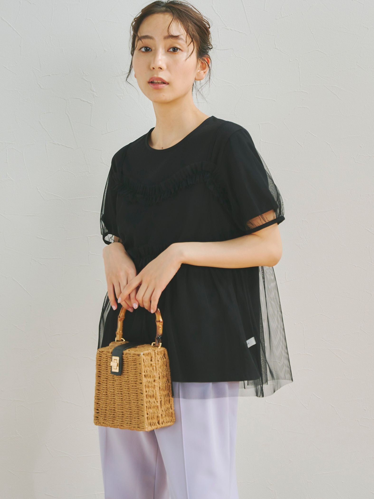 チュールビスチェ付きTシャツ