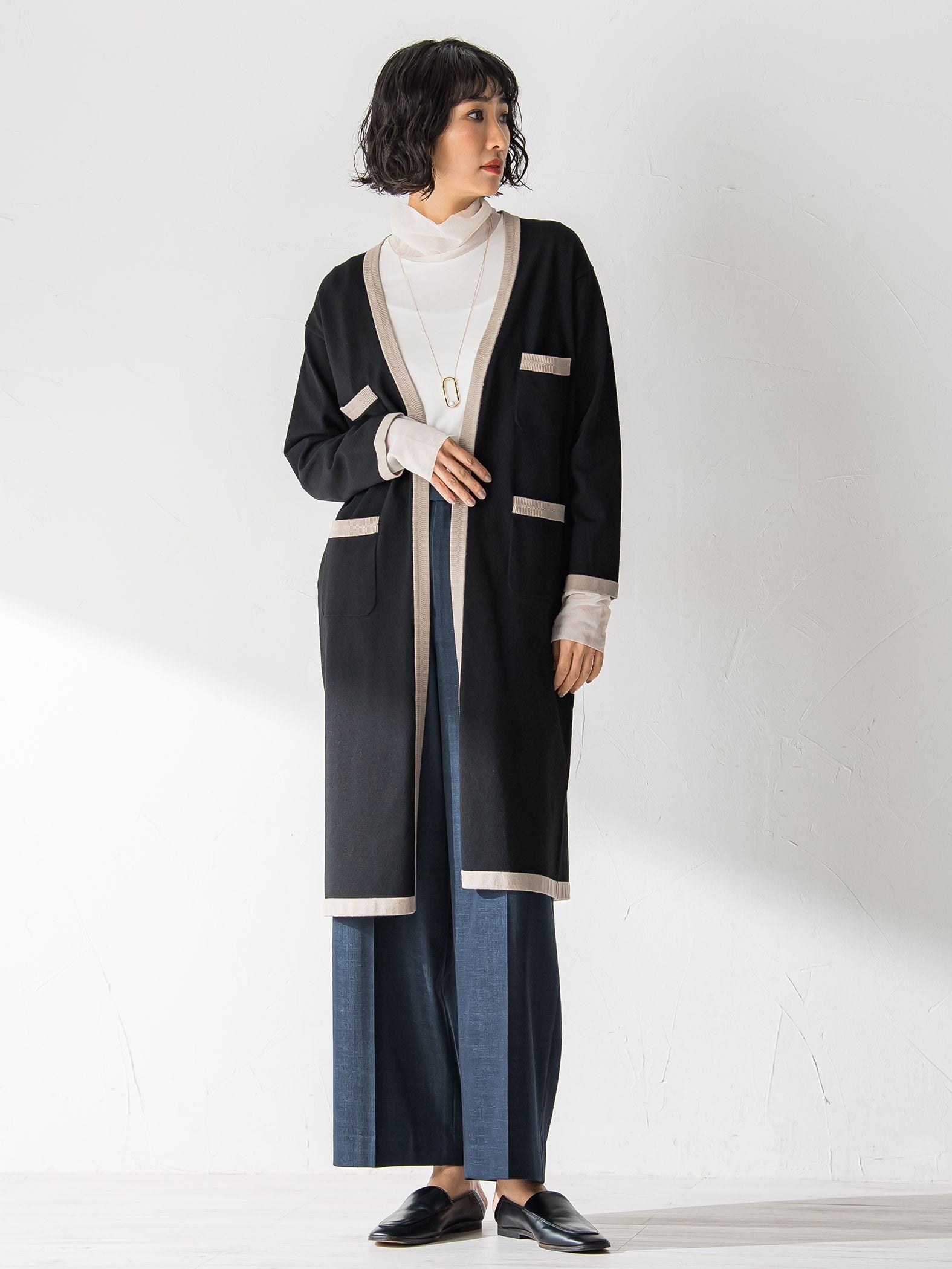 【おとなデニム】サスペンダー付きワイドパンツ≪洗える≫