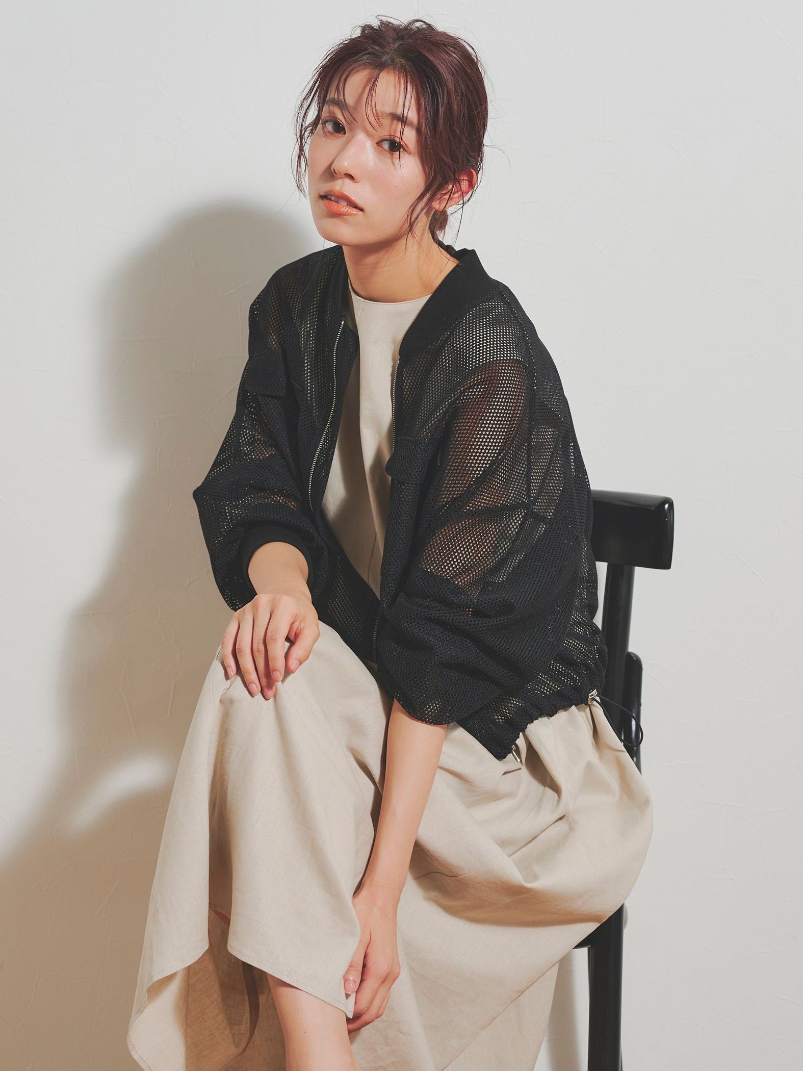 ショート丈メッシュブルゾン≪手洗い可能≫