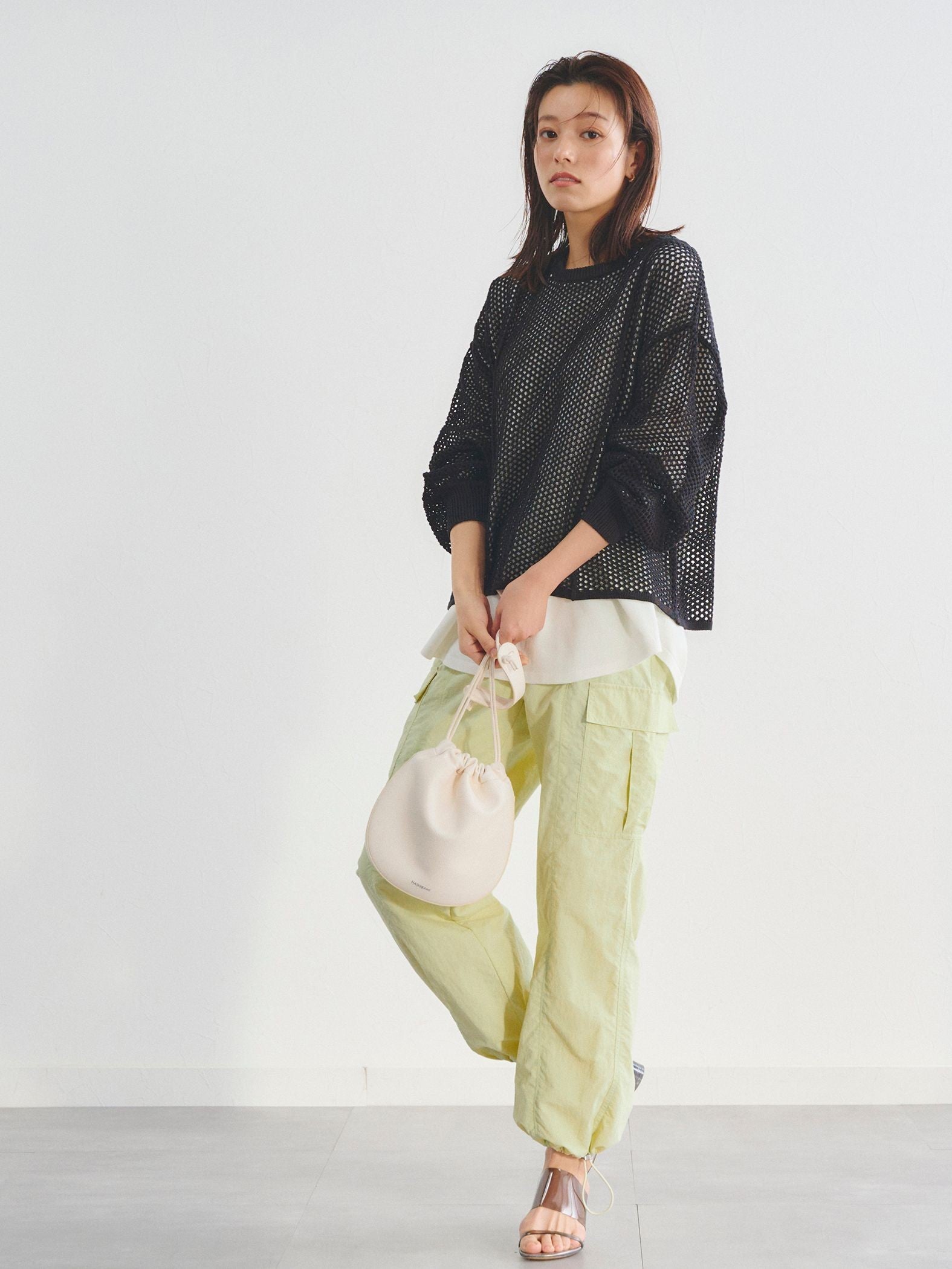 メッシュレイヤードニット《手洗い可能》