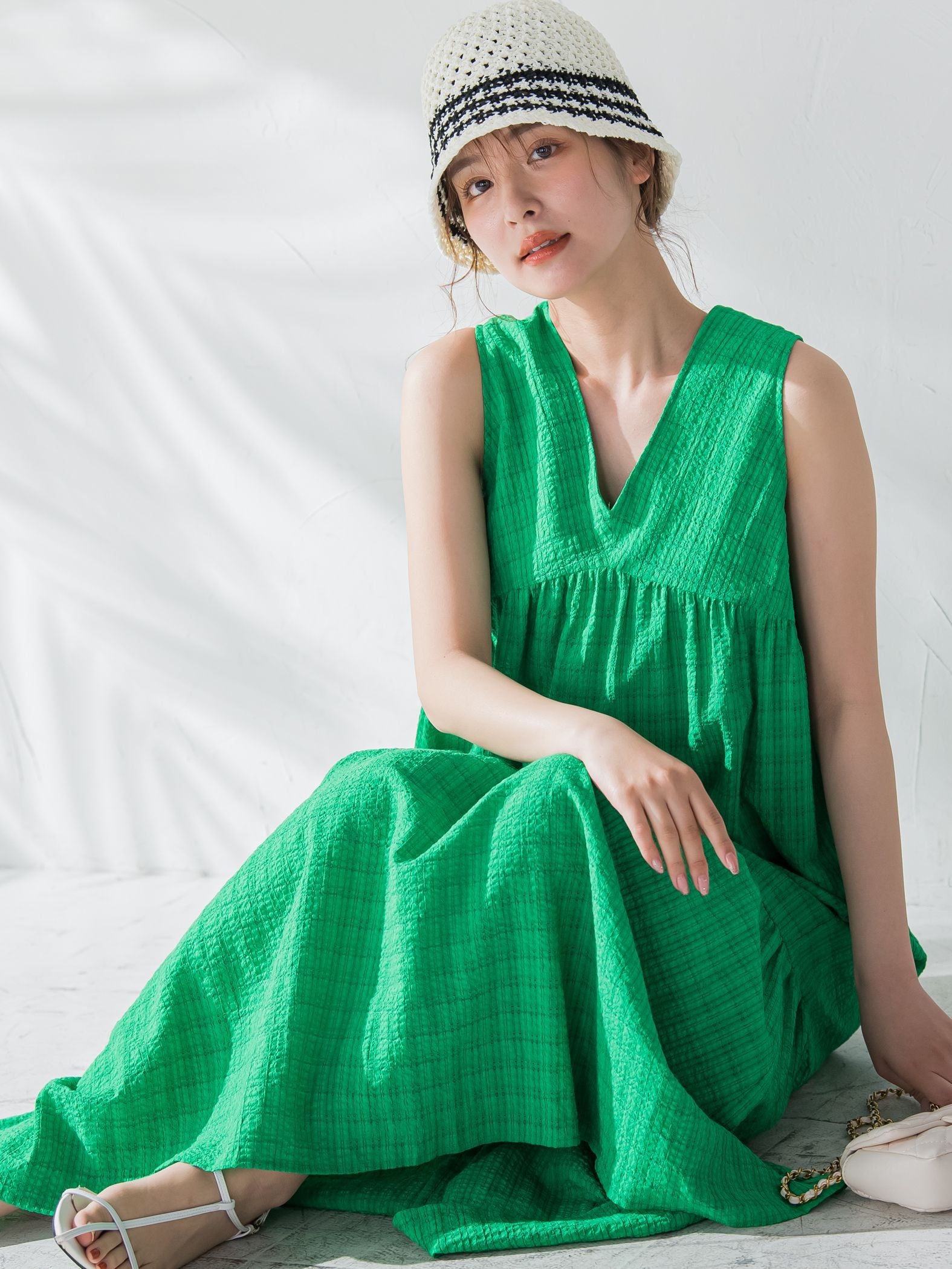 【バックリボンで後ろ姿もかわいい】チェック切替ワンピース《手洗い可能》