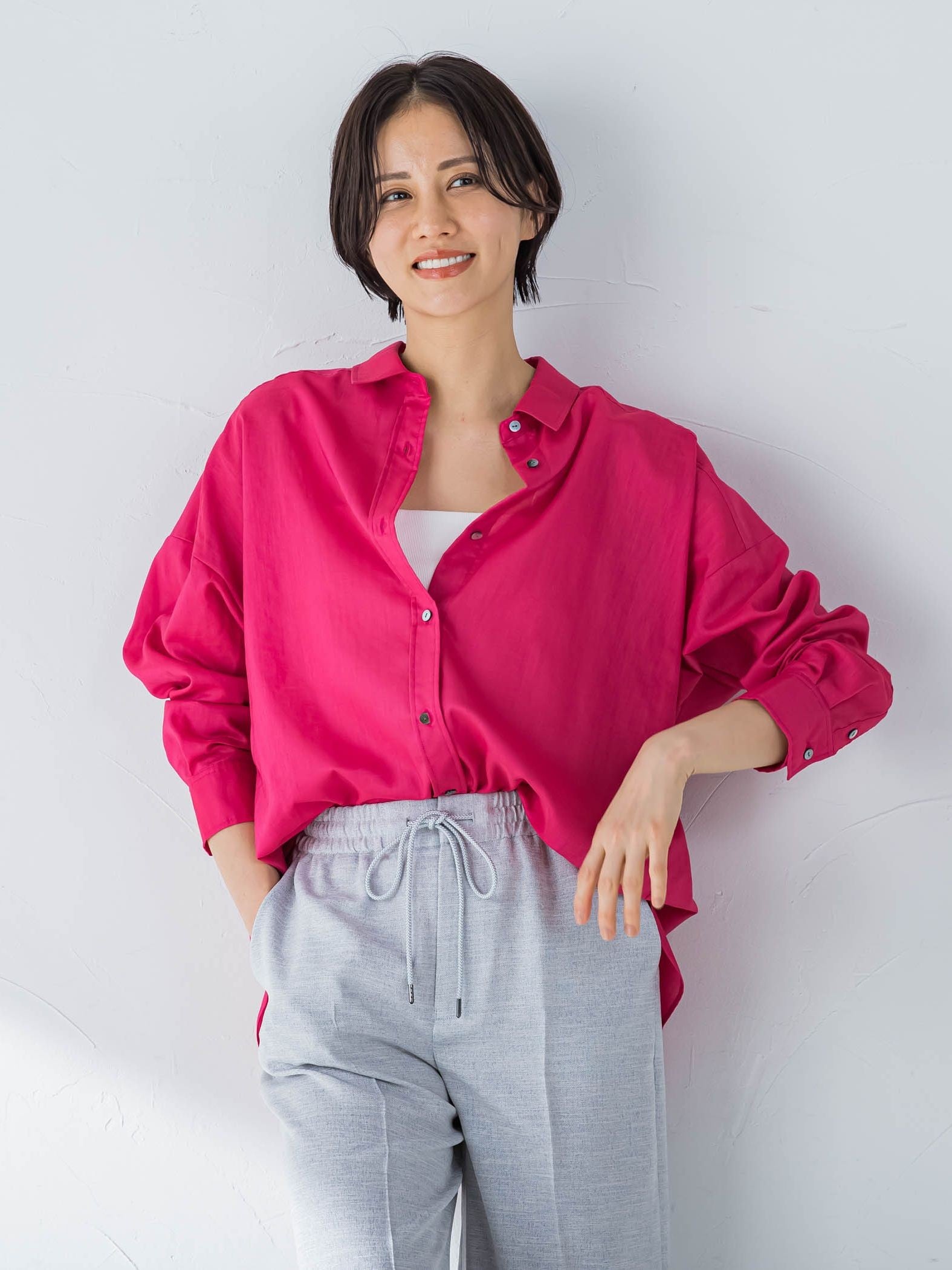 コットンリネンナチュラルシアーシャツ