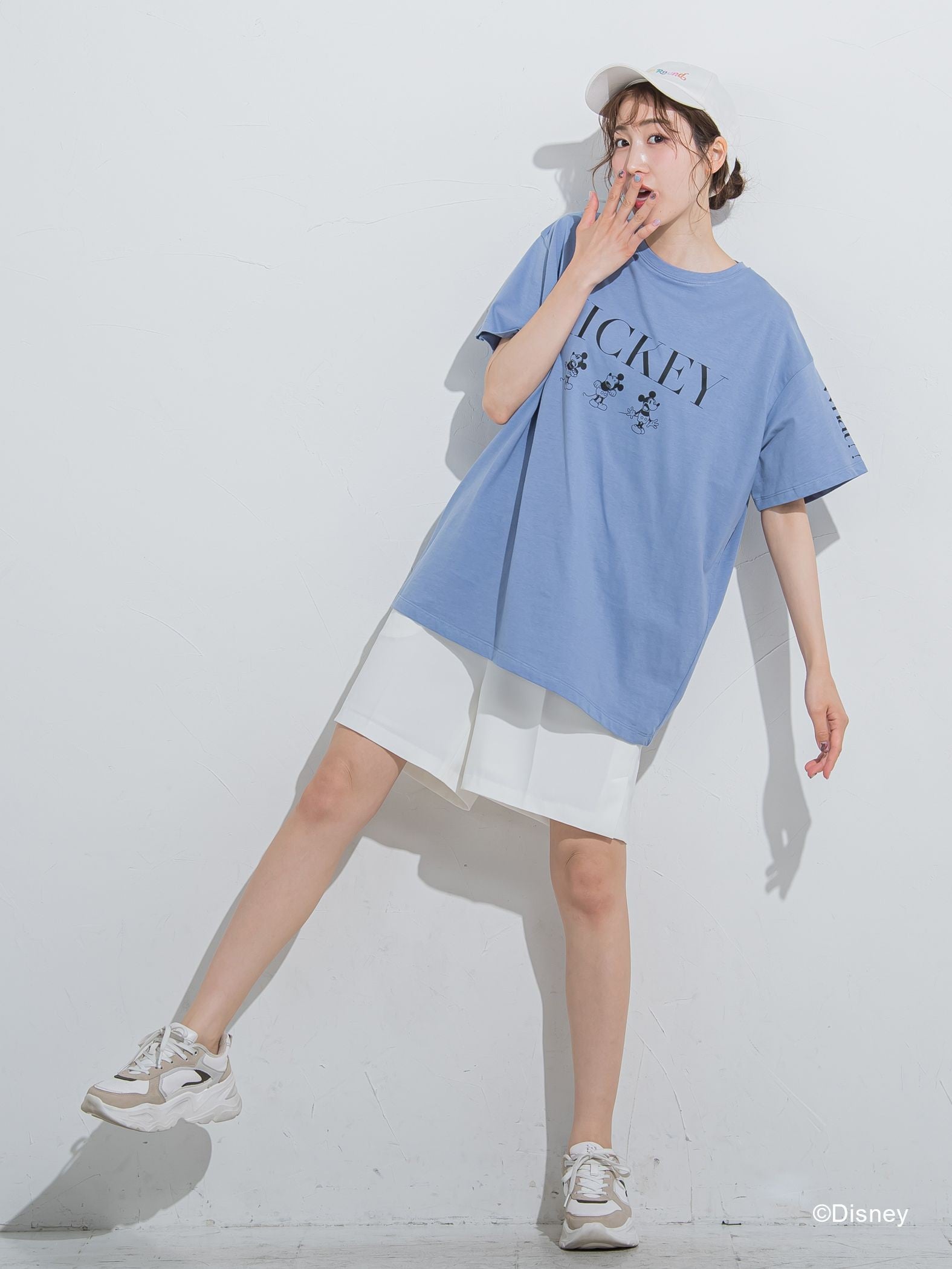 【DISNEY/ディズニー ミッキーマウス】MICKEYオーバーサイズTシャツ《洗濯機で洗える》