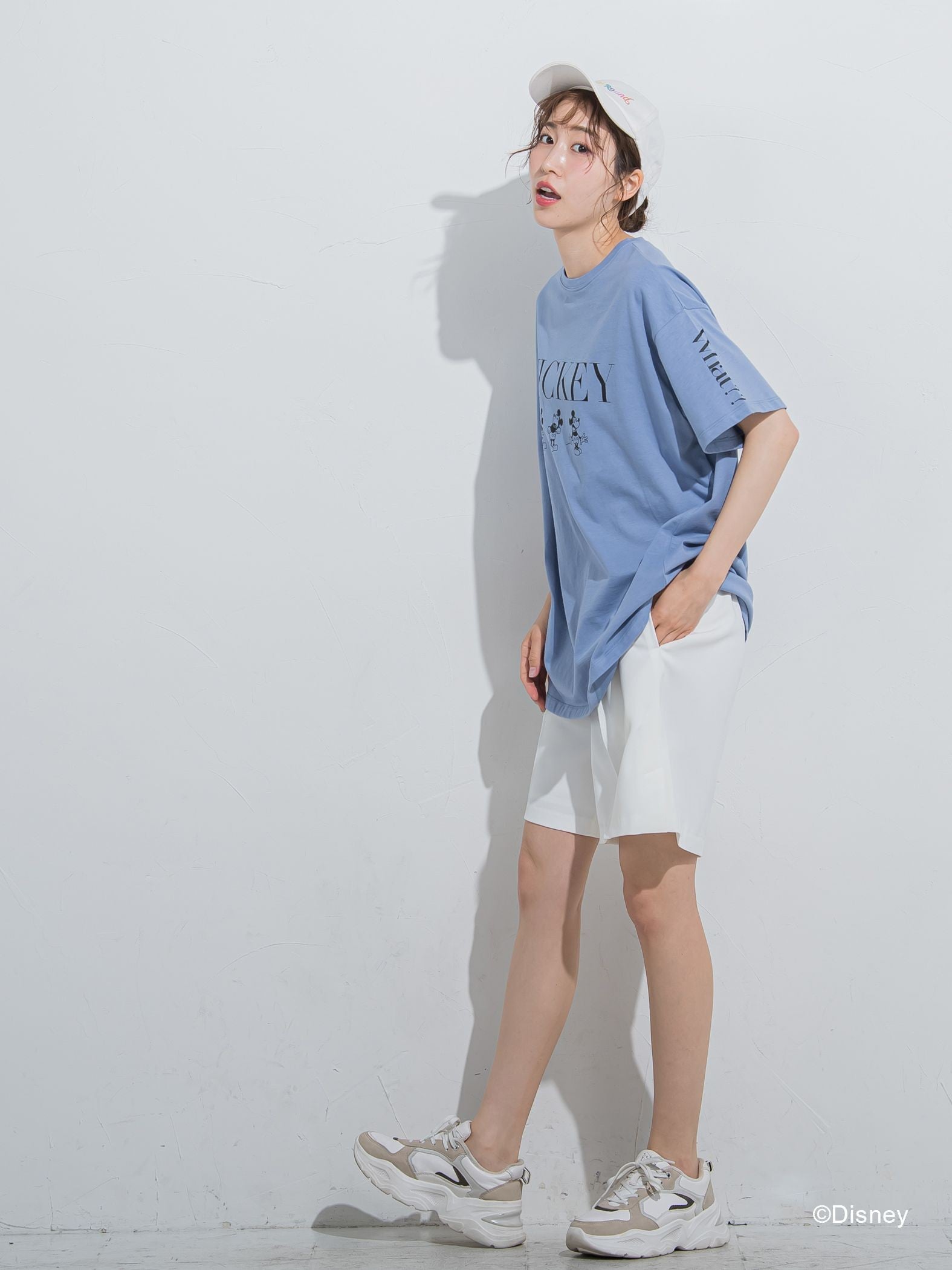 【DISNEY/ディズニー ミッキーマウス】MICKEYオーバーサイズTシャツ《洗濯機で洗える》