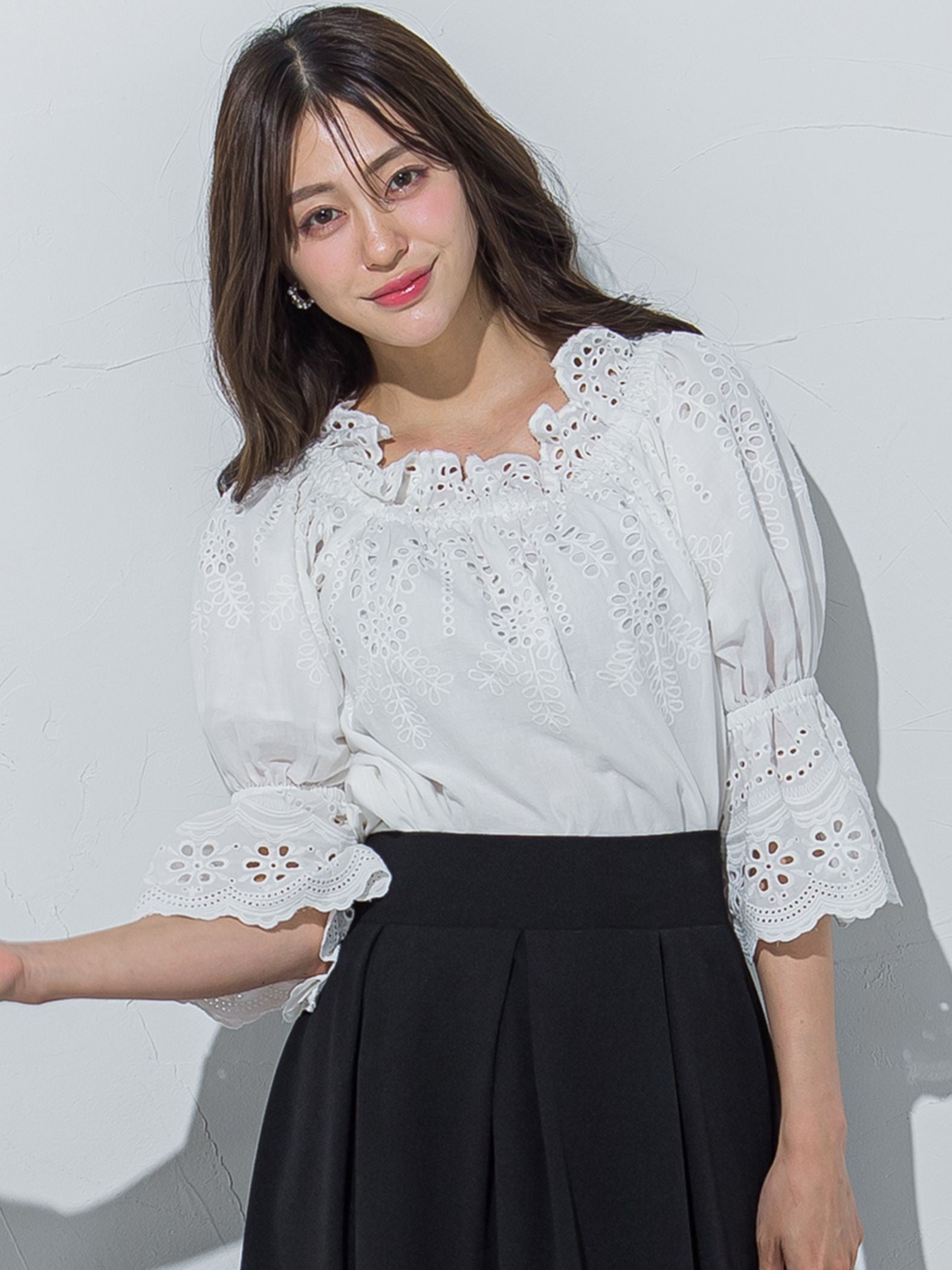 刺繍レースブラウス≪洗濯機で洗える≫