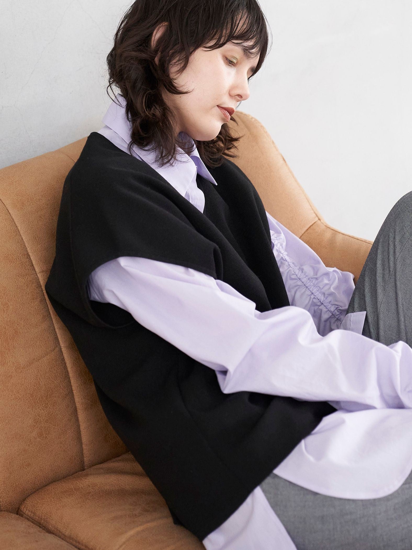 【大きいサイズ】Vネックニットベスト≪手洗い可能≫