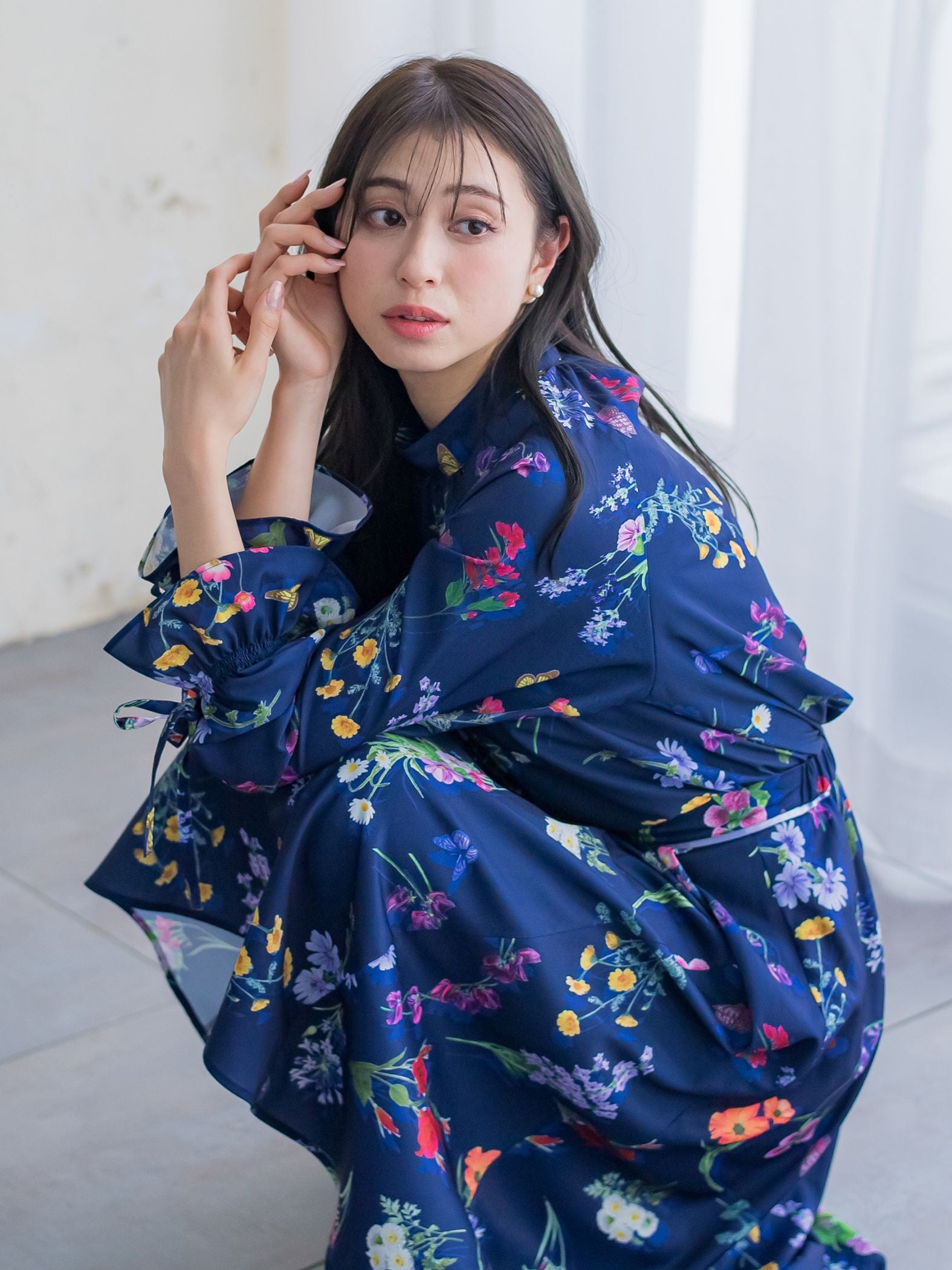 ボタニカルプリントスカート