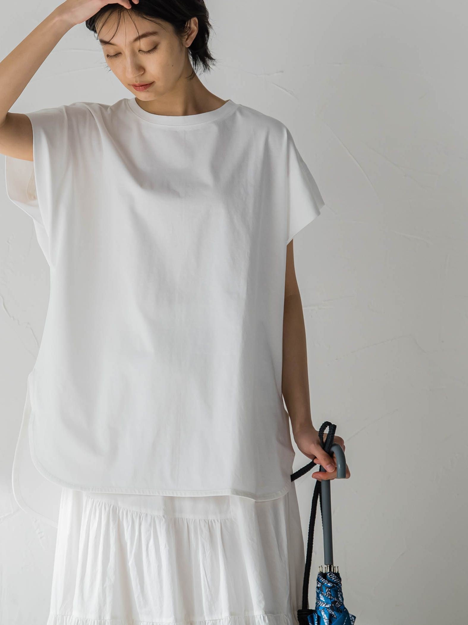 無地タックTシャツ≪洗濯機で洗える≫