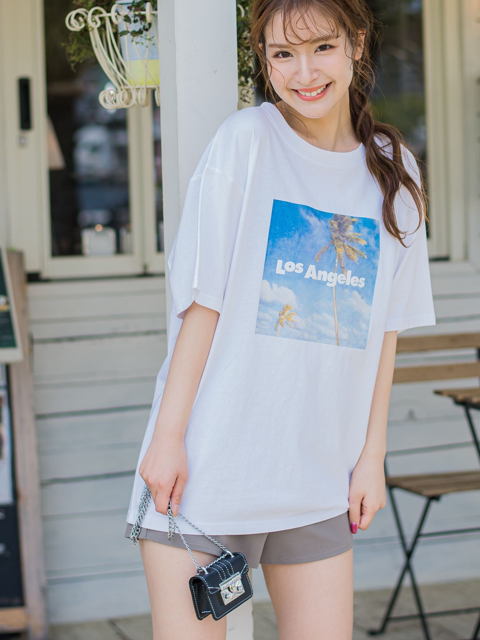 【畔勝遥さんコラボ商品】《unisex》Palm treeフォトプリントTシャツ《洗濯機で洗える》
