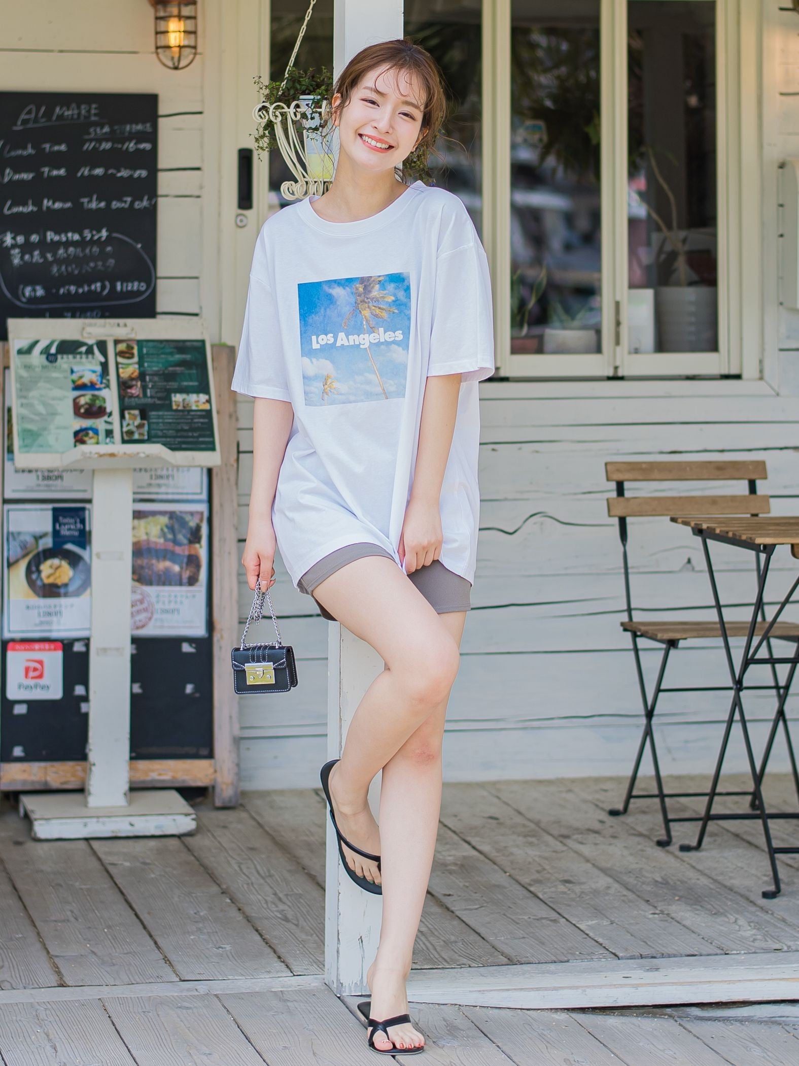 【畔勝遥さんコラボ商品】《unisex》Palm treeフォトプリントTシャツ《洗濯機で洗える》