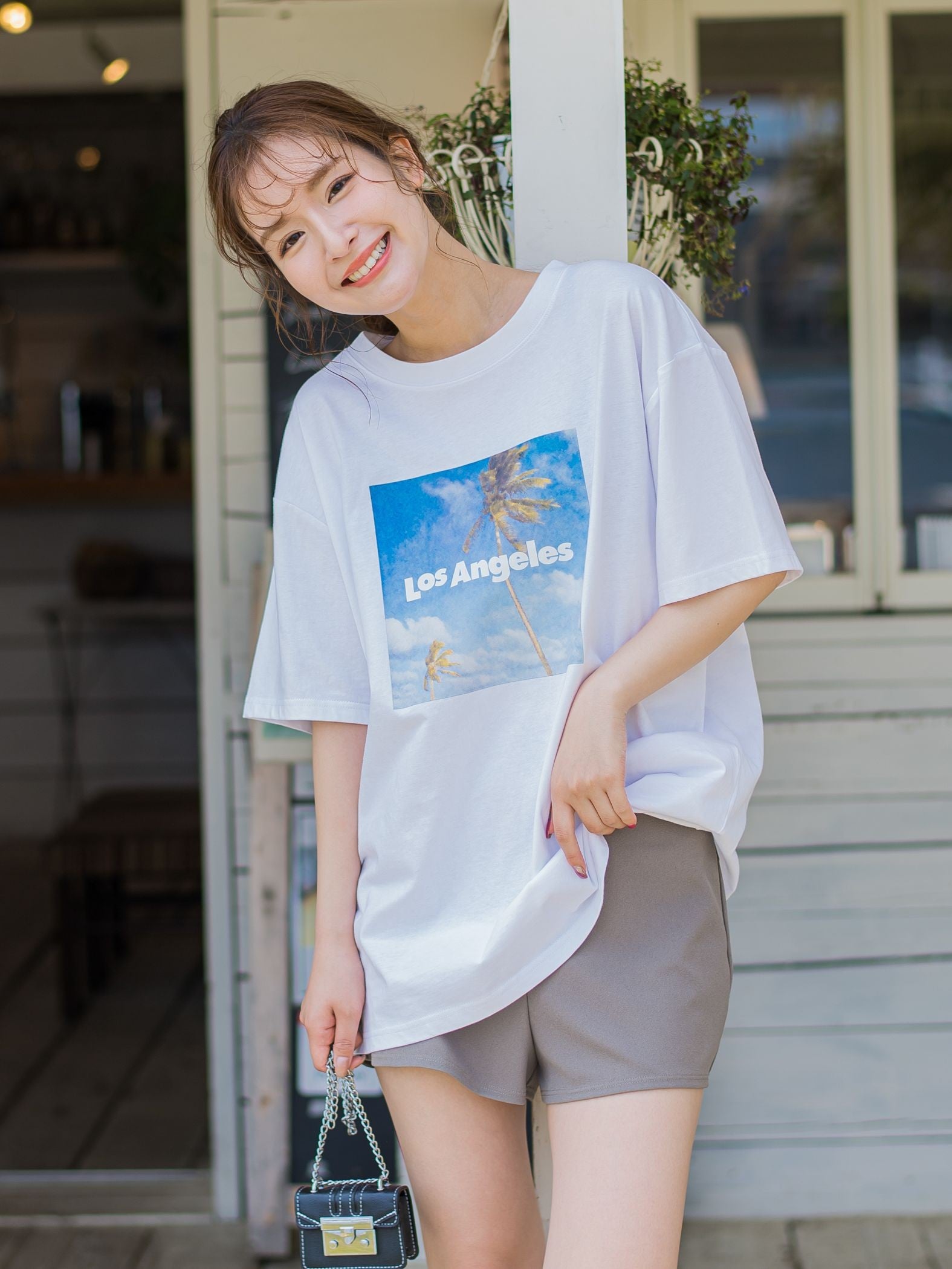 【畔勝遥さんコラボ商品】《unisex》Palm treeフォトプリントTシャツ《洗濯機で洗える》