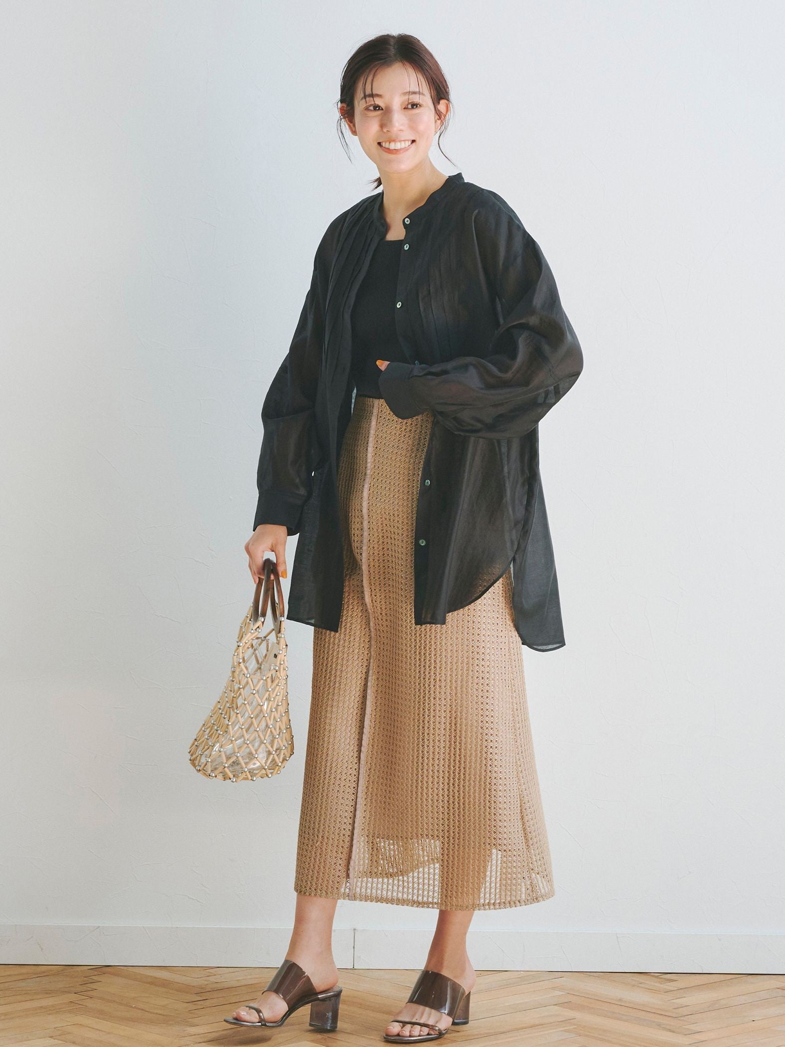 ラッセルメッシュレーススカート