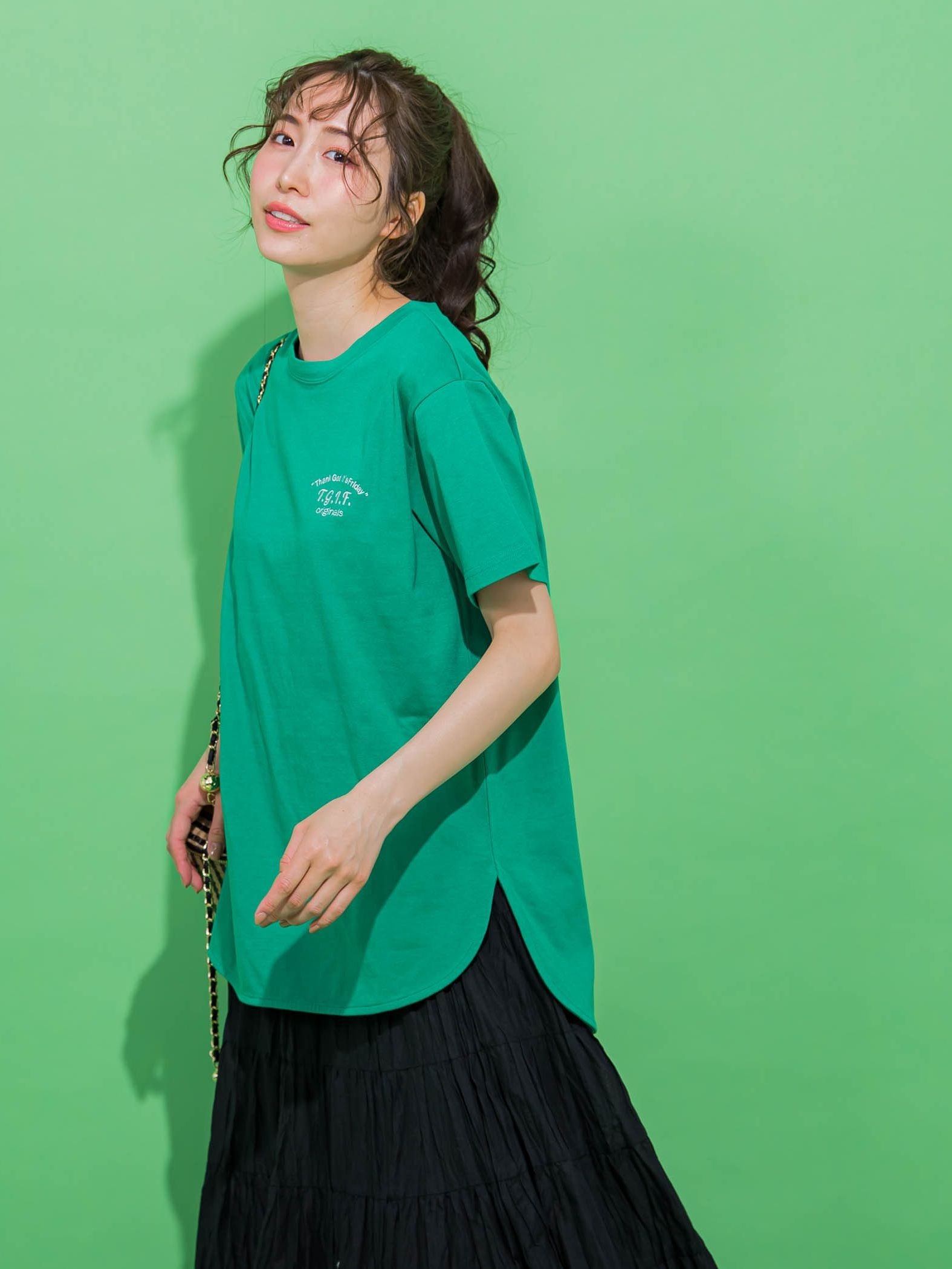 【一枚で決まる大人のTシャツ】ワンポイント刺繍Tシャツ《洗濯機で洗える》