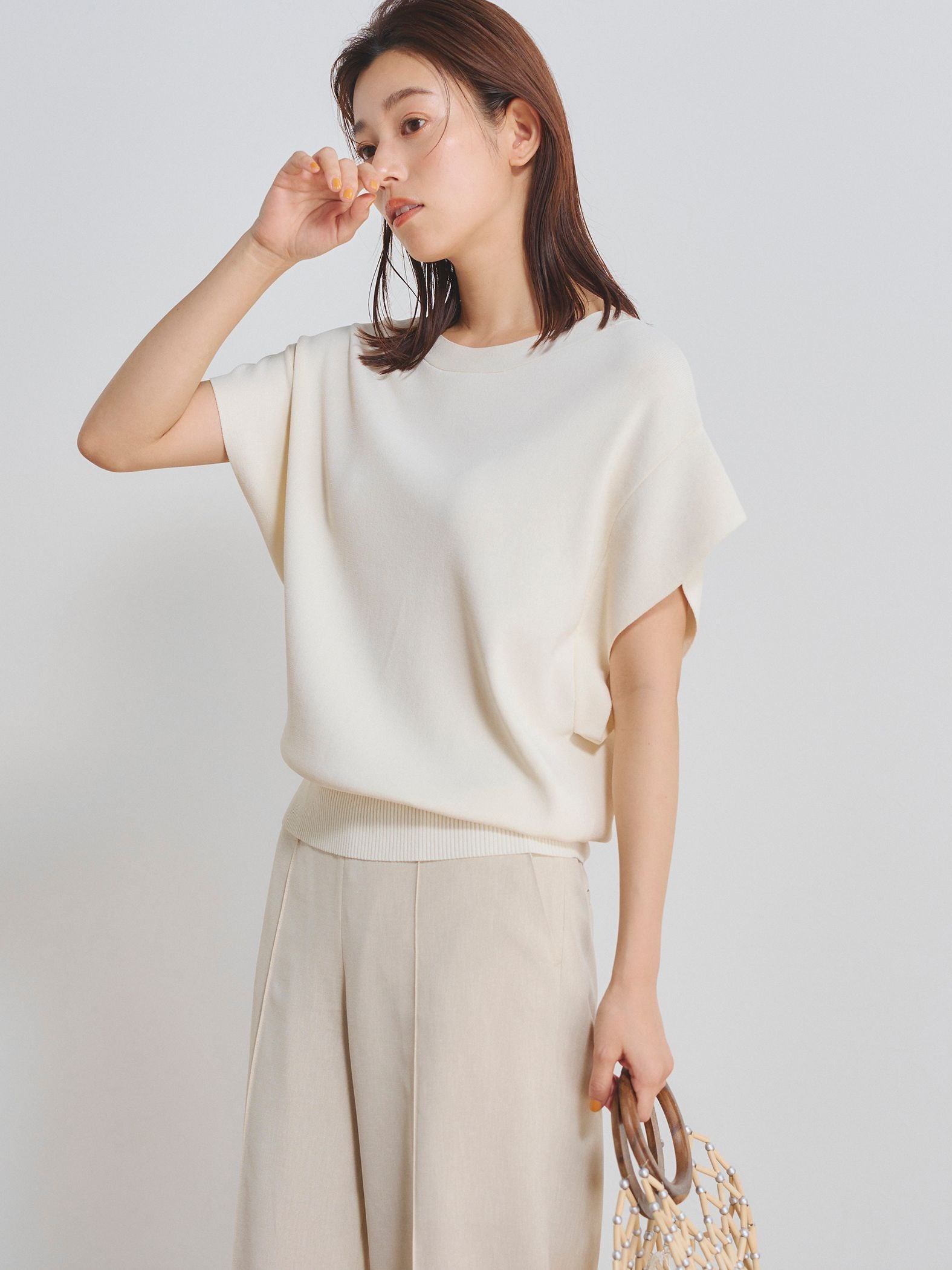 フレンチスリーブTシャツニット≪手洗い可能≫