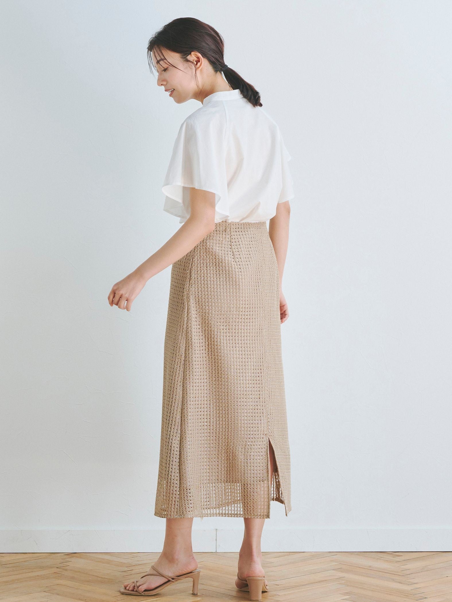 ラッセルメッシュレーススカート