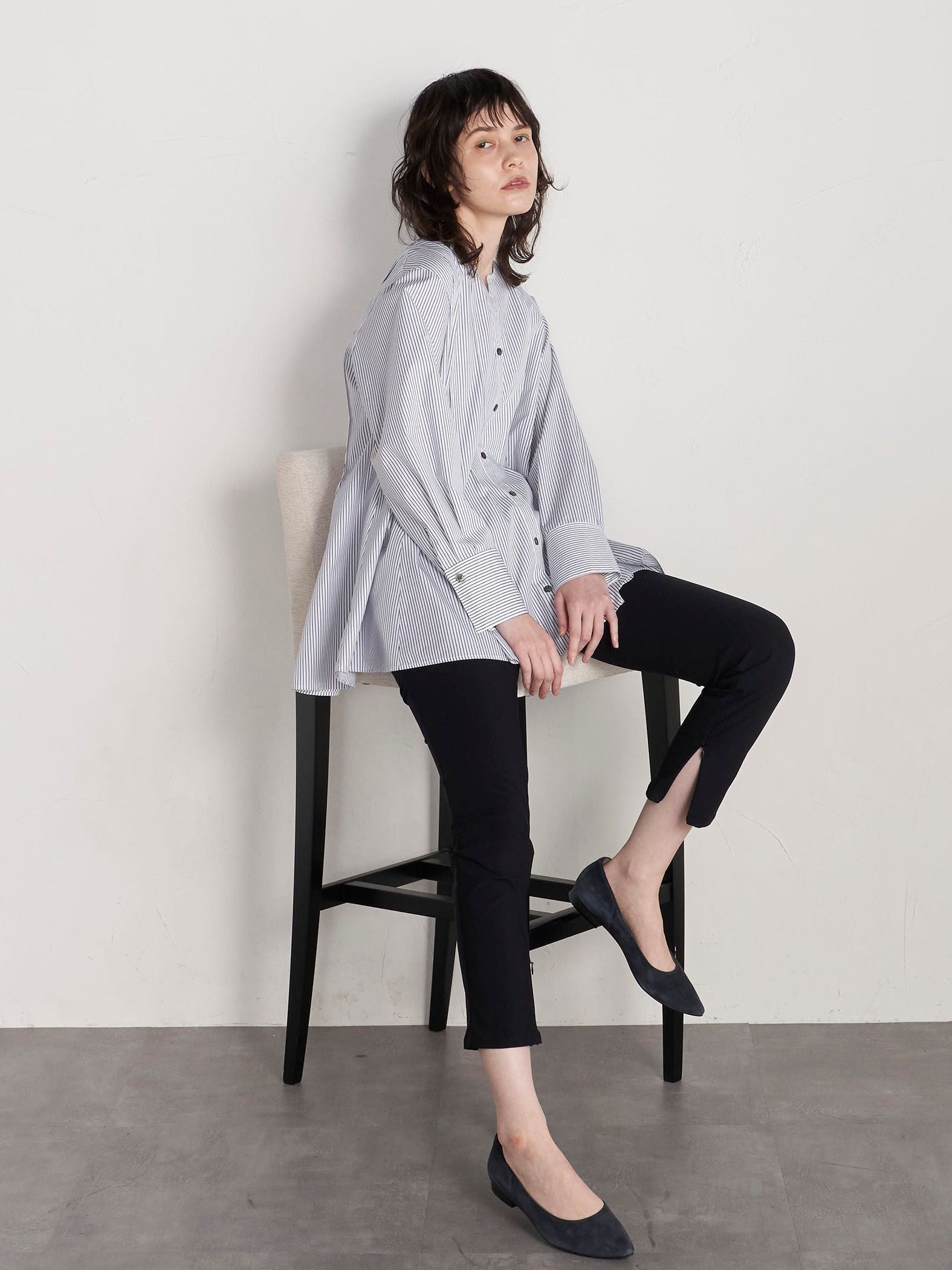 【WEB別注】メリルハイテンションスリットZIPパンツ《洗濯機で洗える》