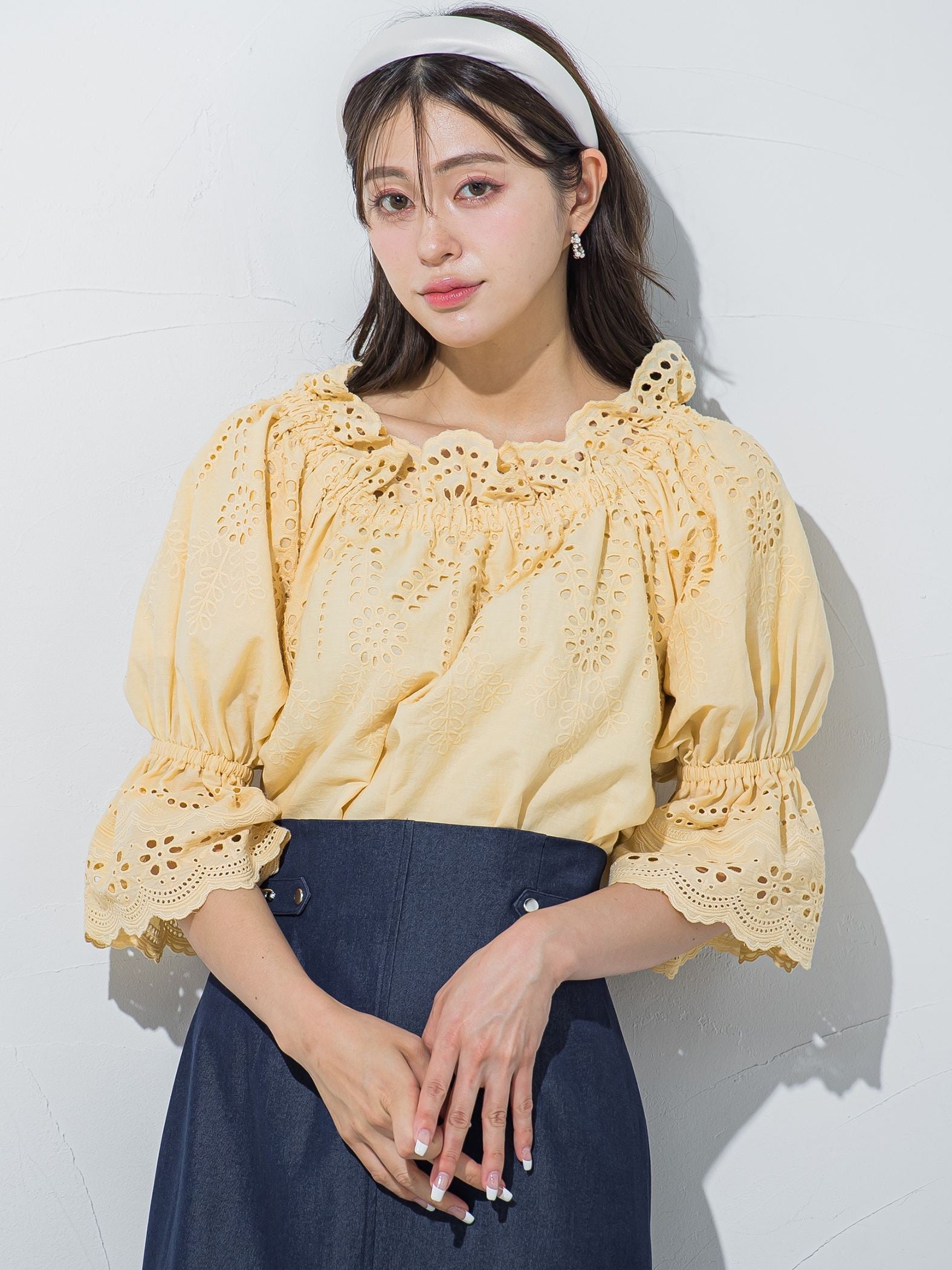 刺繍レースブラウス≪洗濯機で洗える≫