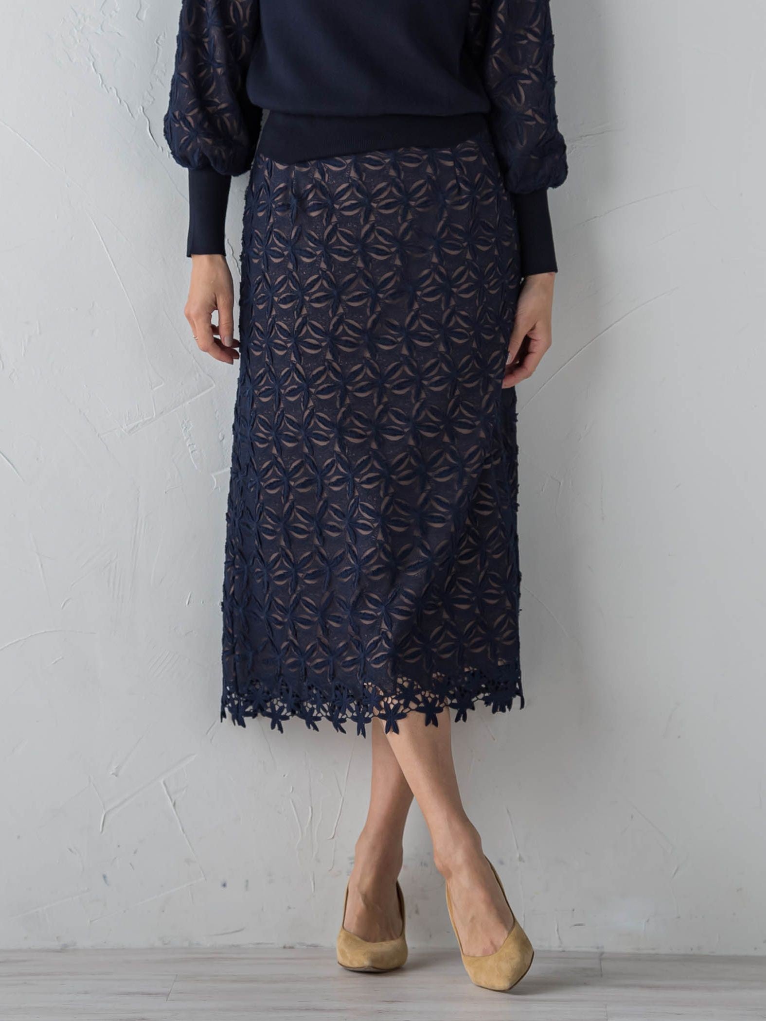 レース刺繍タイトスカート≪セットアップ対応≫