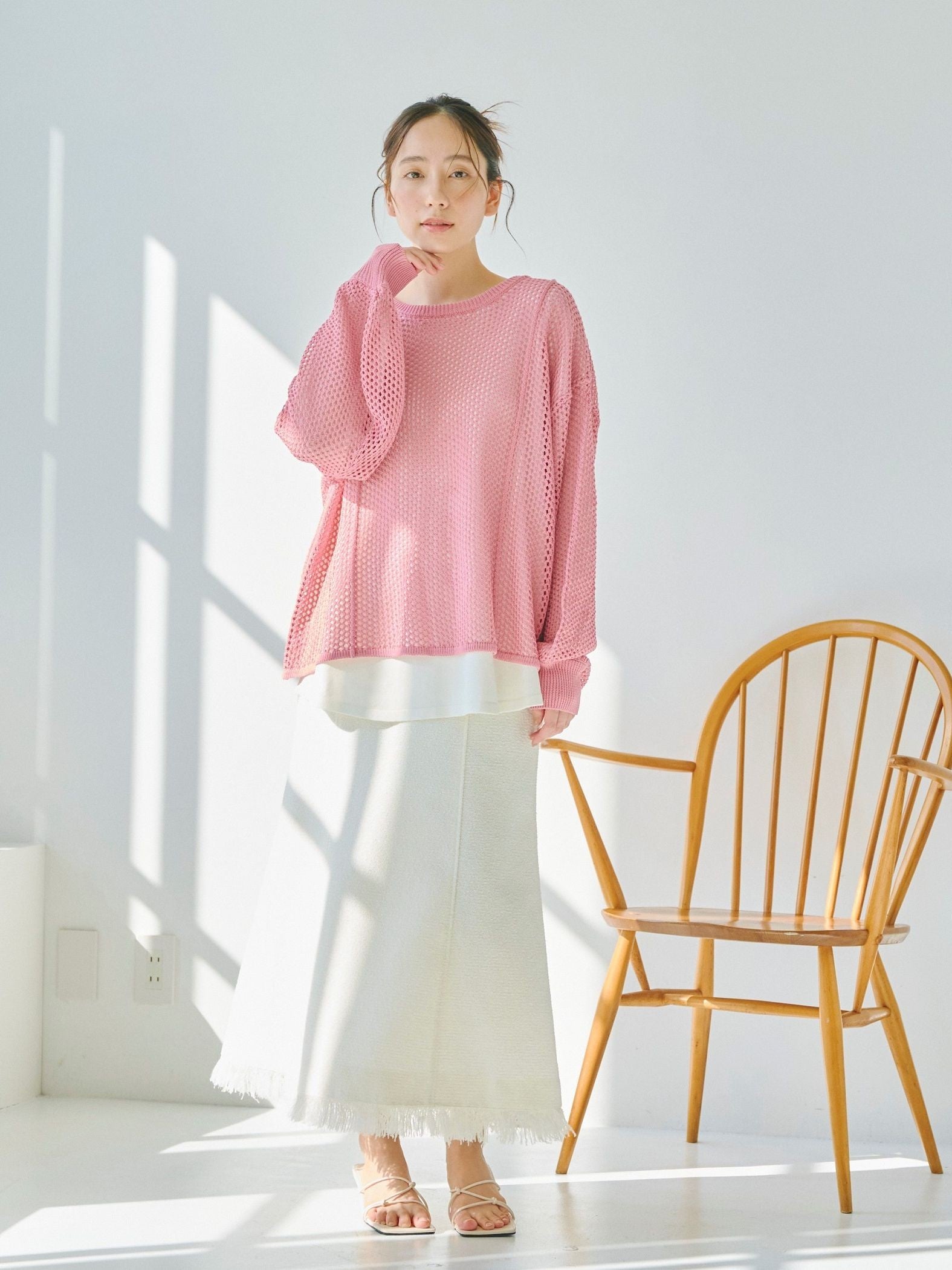 メッシュレイヤードニット《手洗い可能》