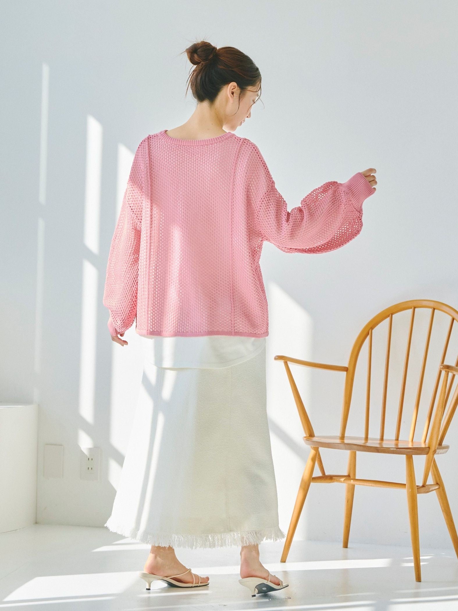 メッシュレイヤードニット《手洗い可能》