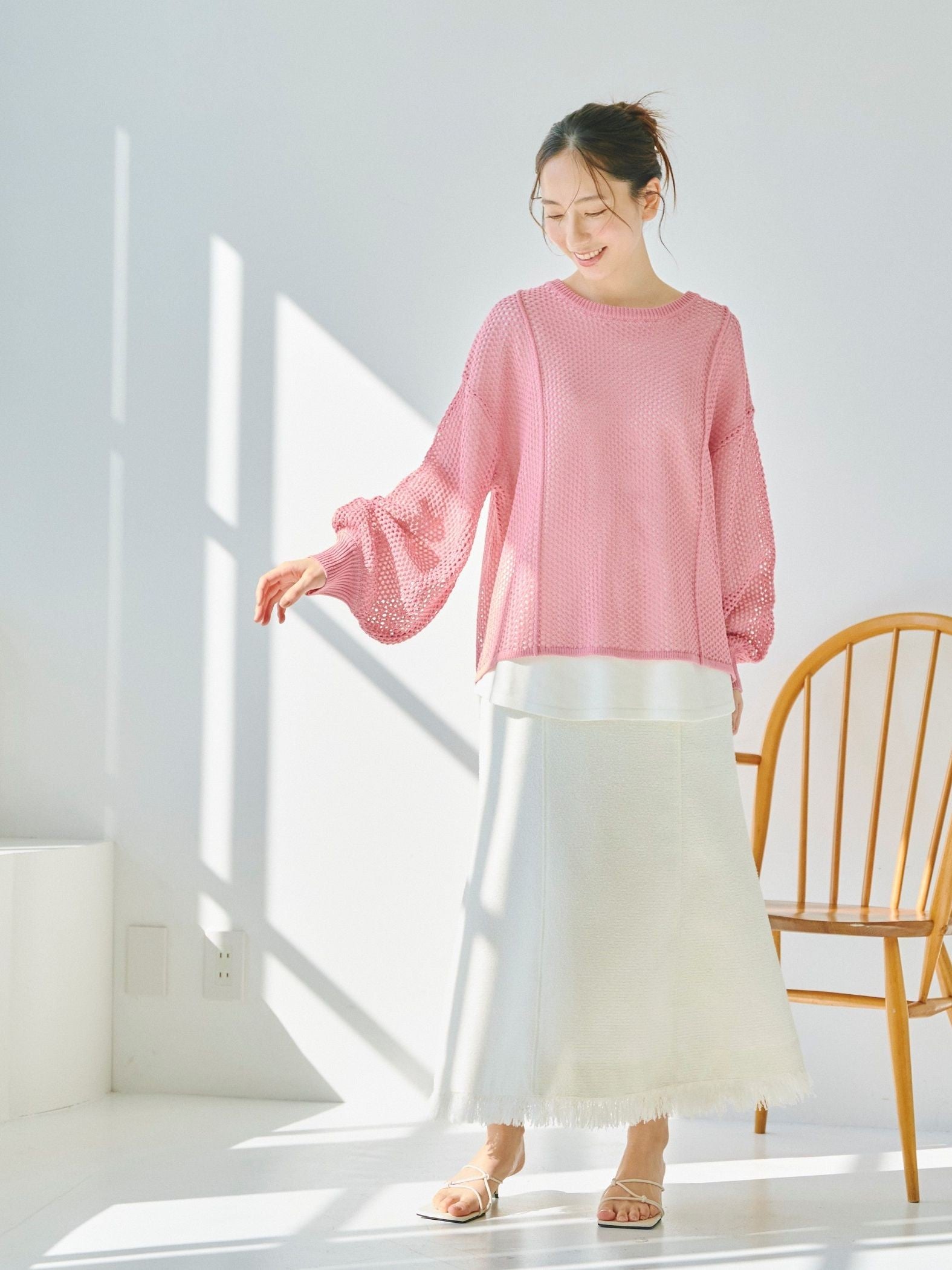 メッシュレイヤードニット《手洗い可能》